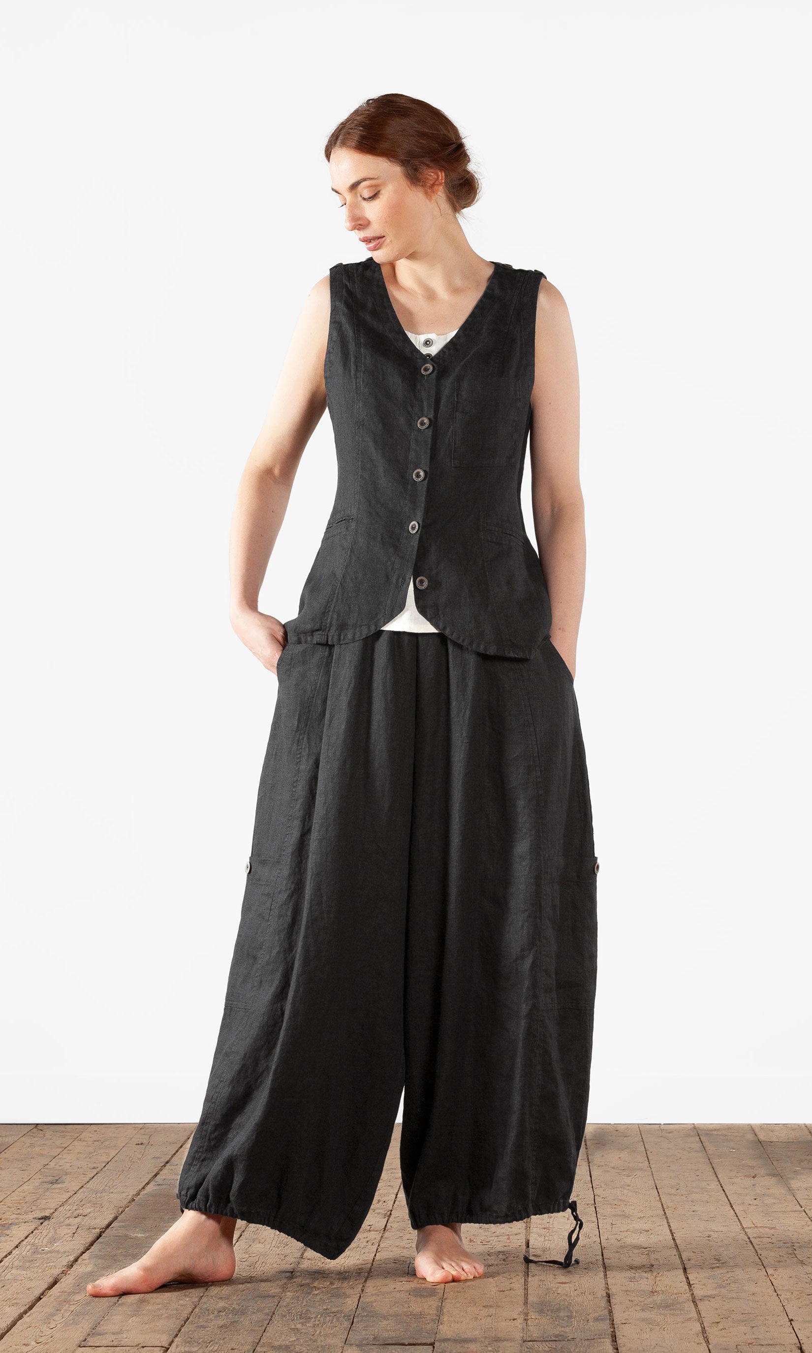 Tailored linen vest