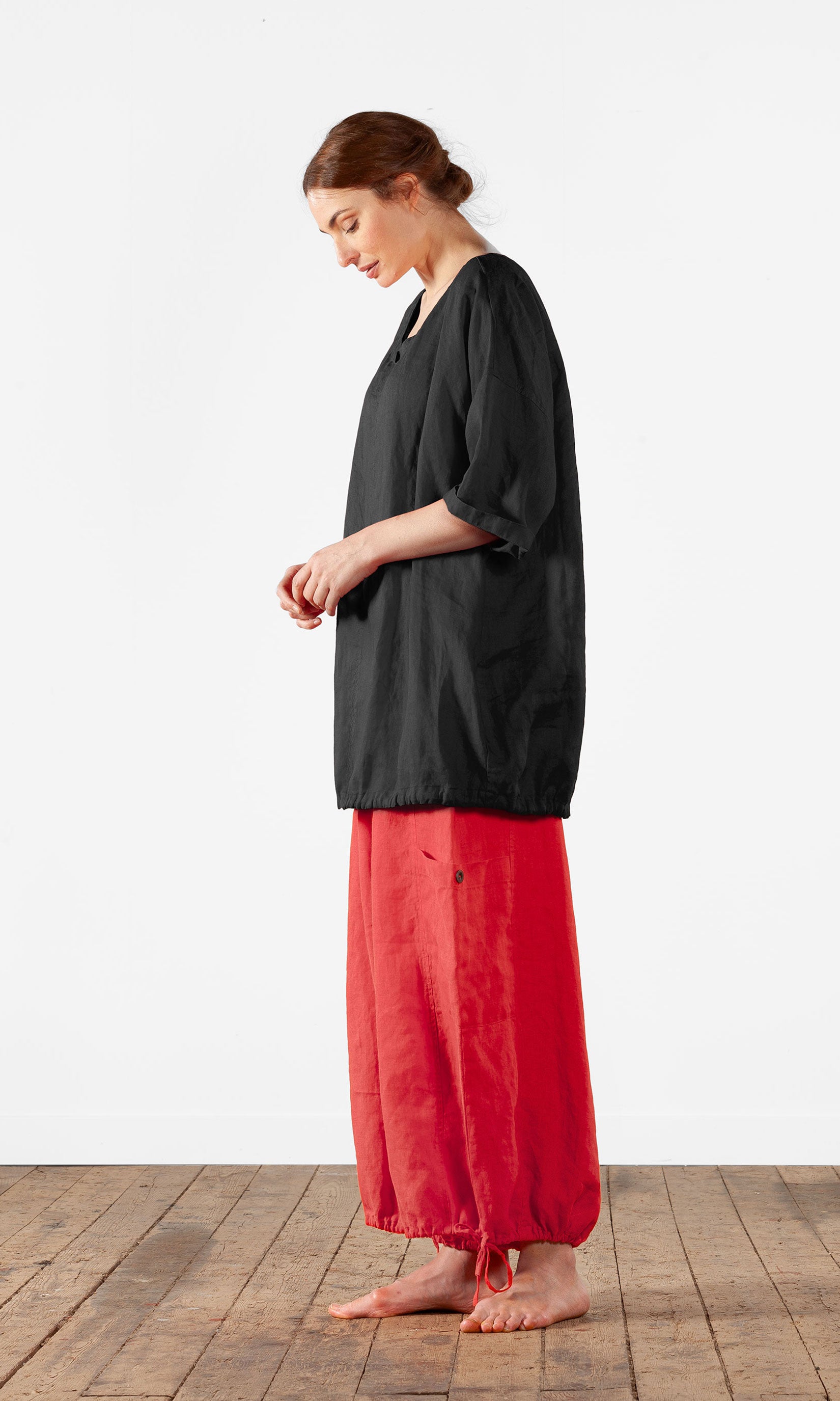 Linnetunika med dragsko, oversize