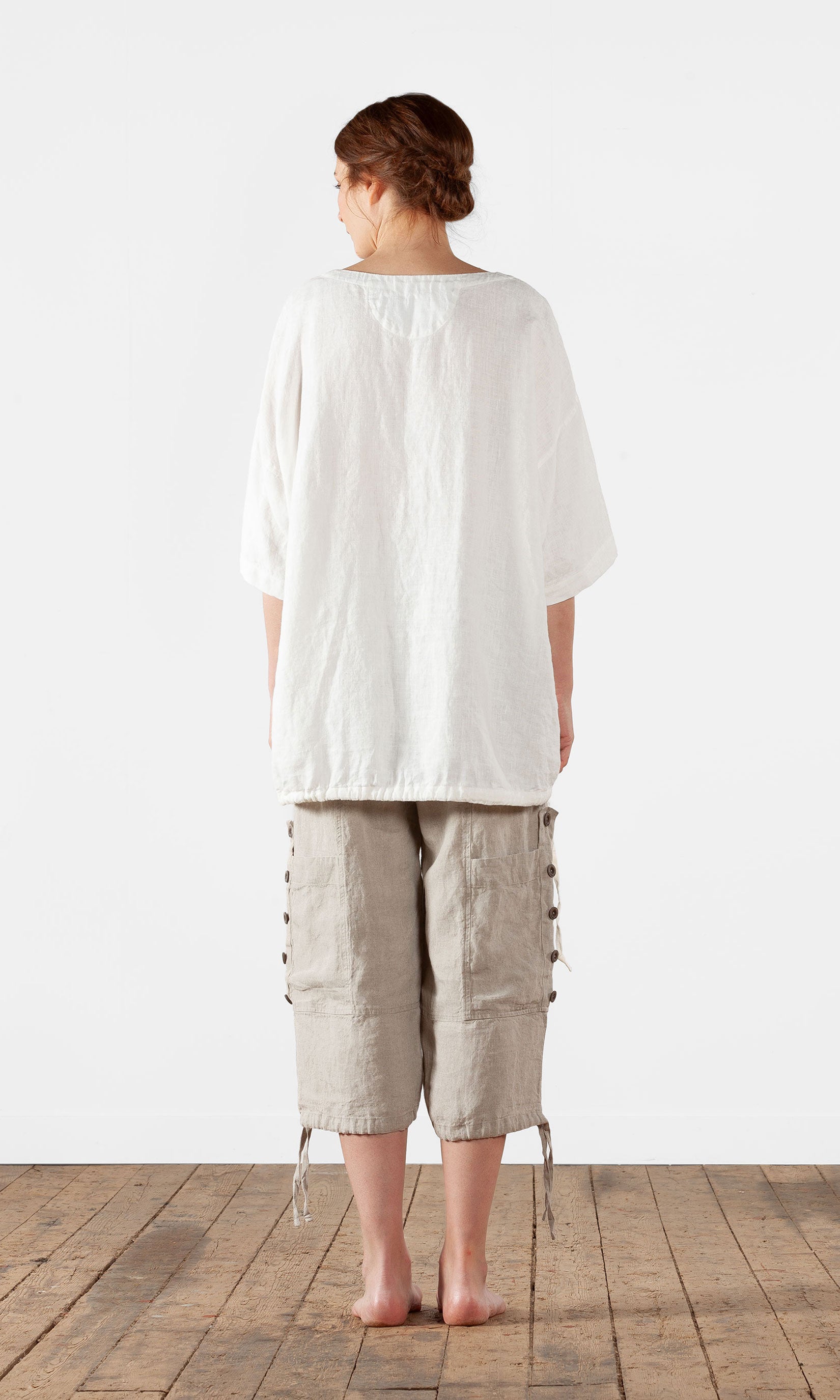 Oversized linen tunic with drawstring