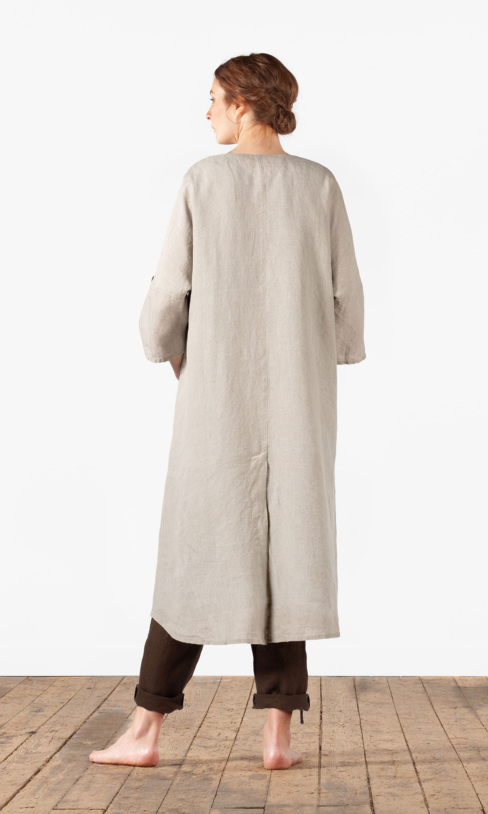 Leinenmantel mit Schleife