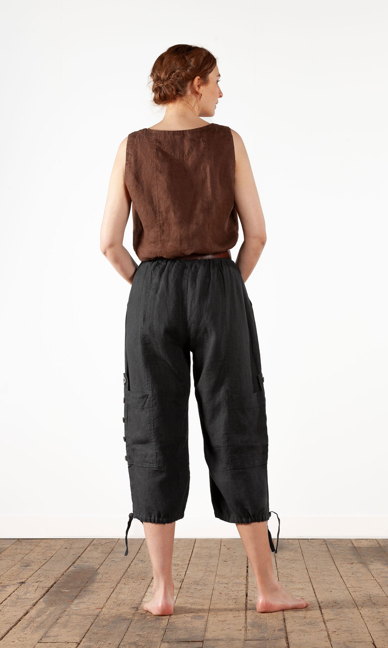 Wide linen capri pants