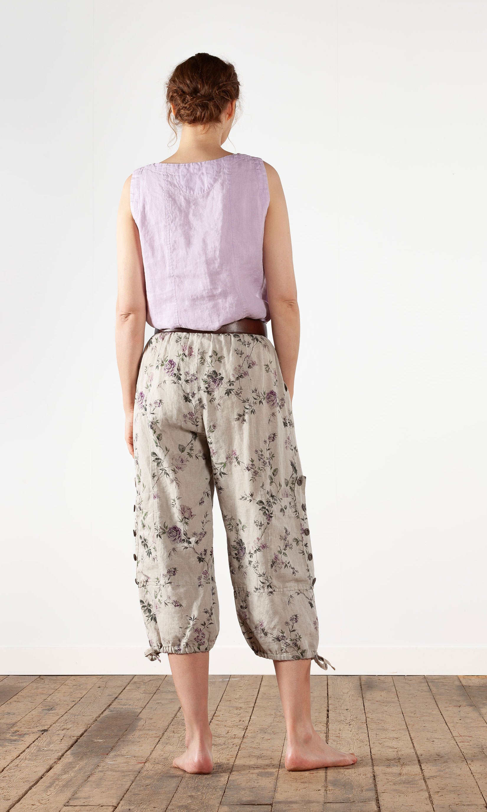 Wide linen capri pants