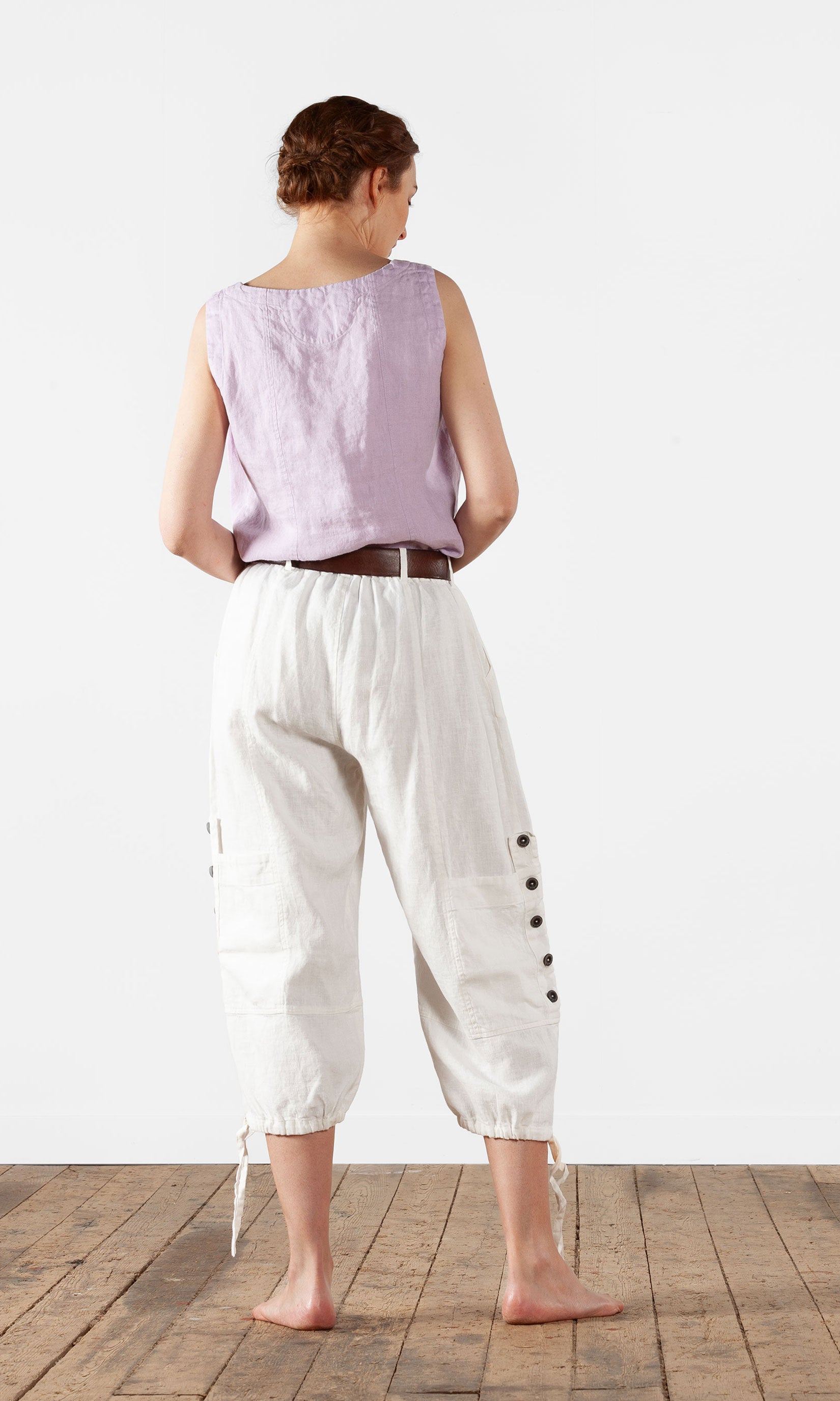 Wide linen capri pants