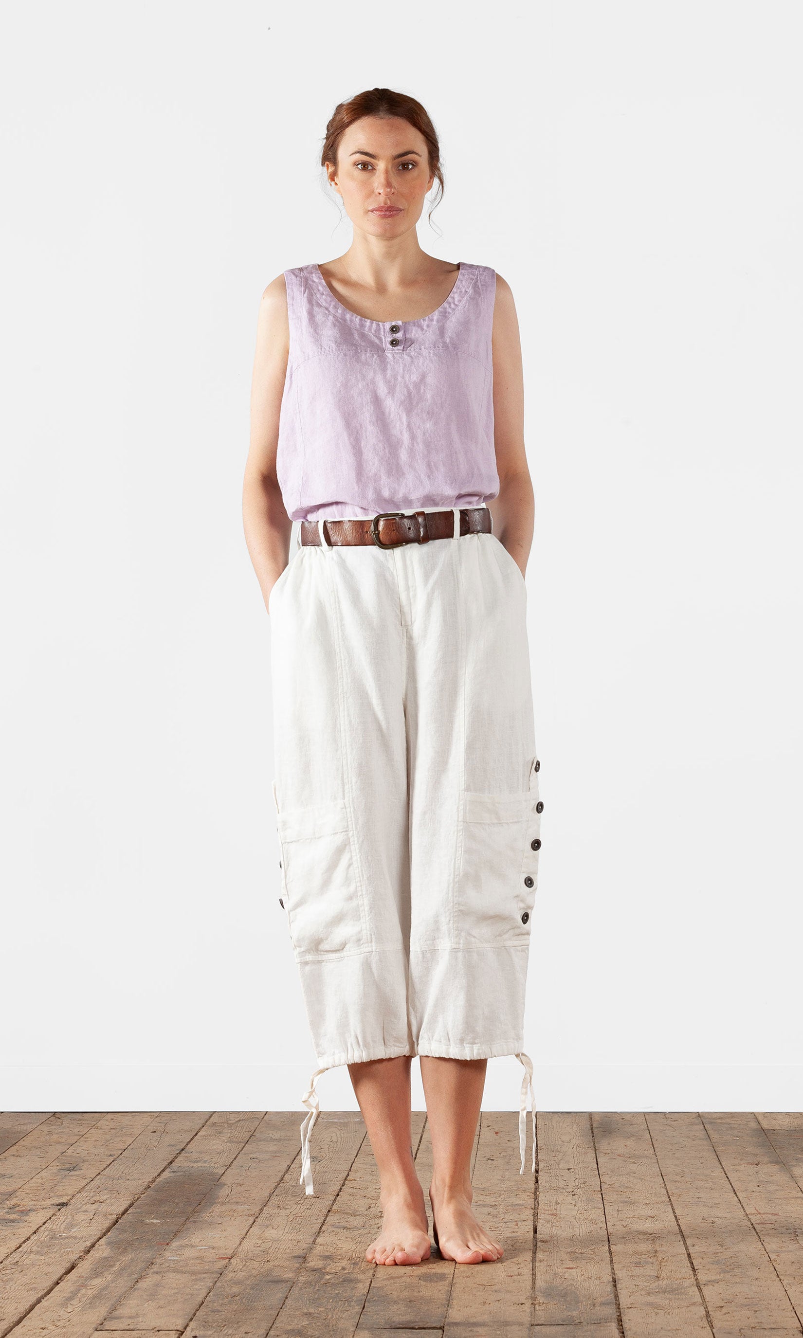 Wide linen capri pants
