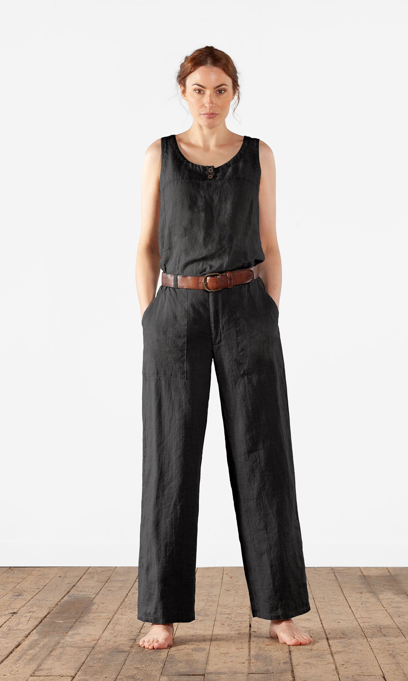 Linnebyxa med rak vidd