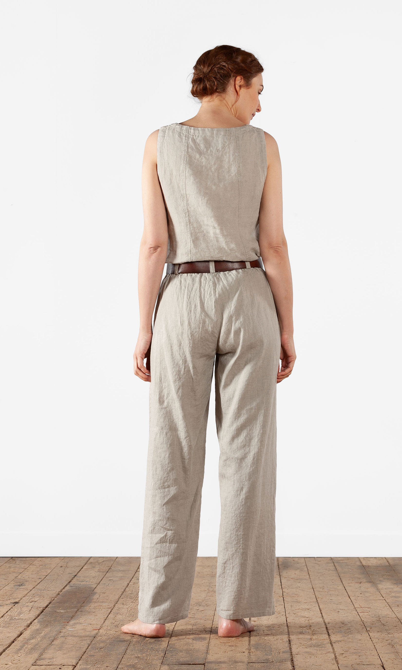 Wide straight linen trousers