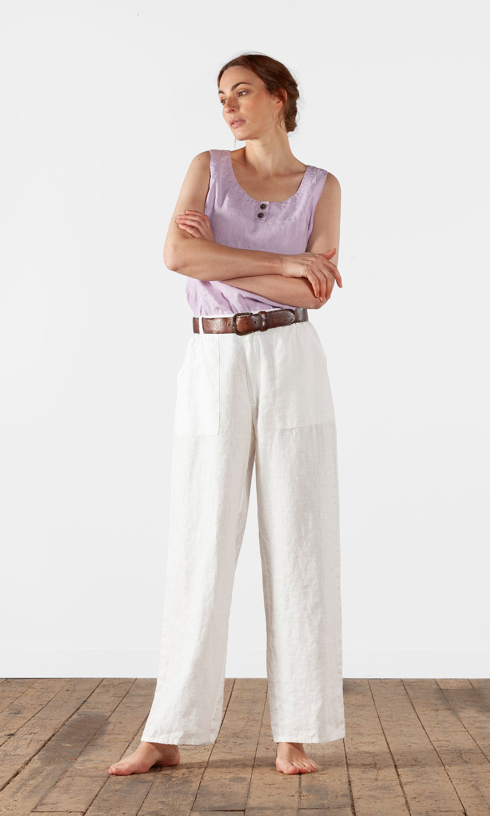 Linnebyxa med rak vidd