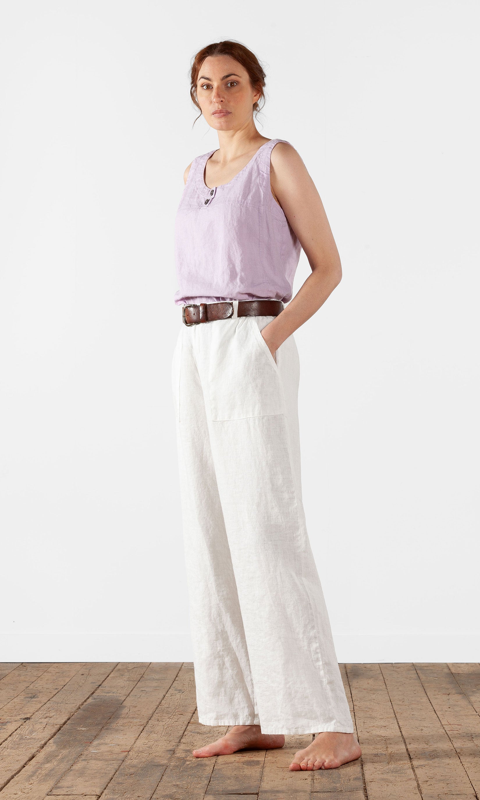 Linnebyxa med rak vidd