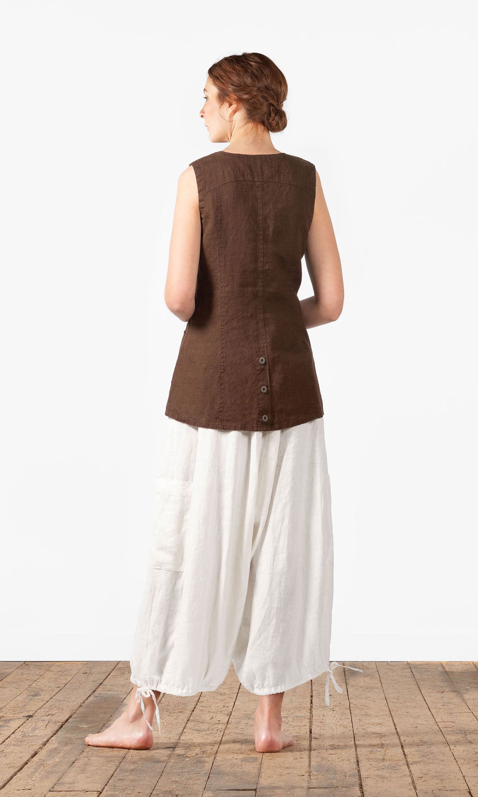 Extra wide linen trousers with drawstring