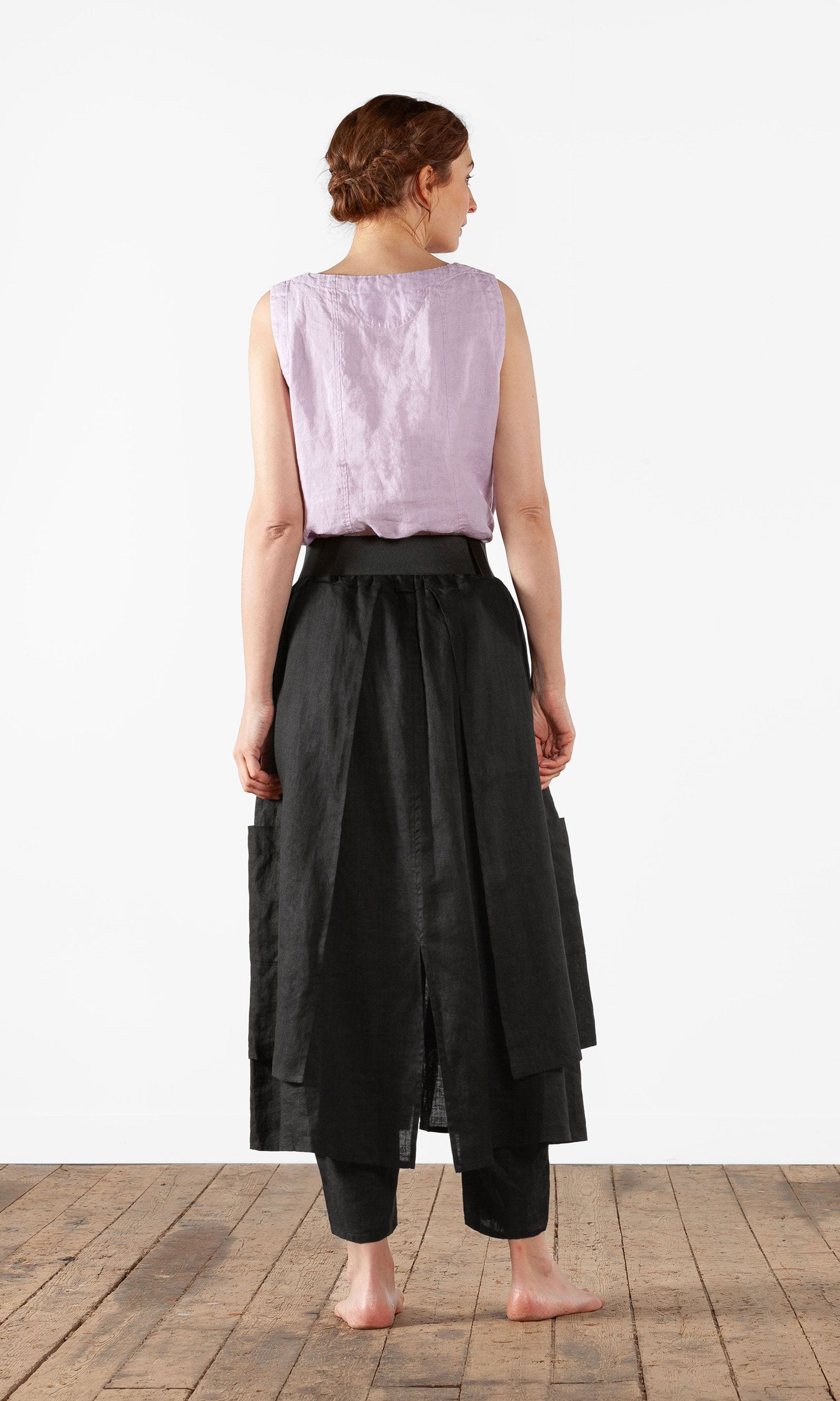 Layered wrap linen trouser skirt