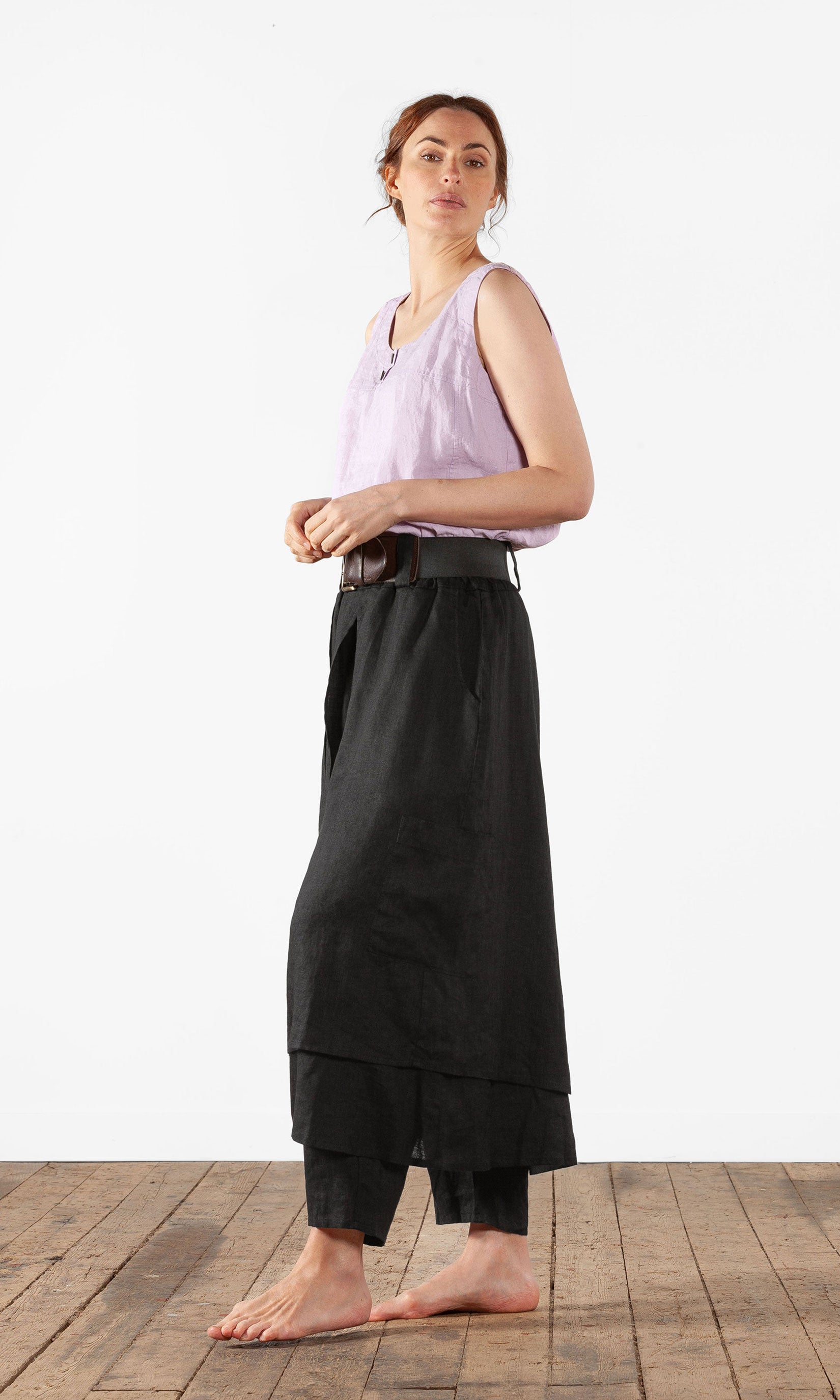 Byxkjol med lager omlott i linne