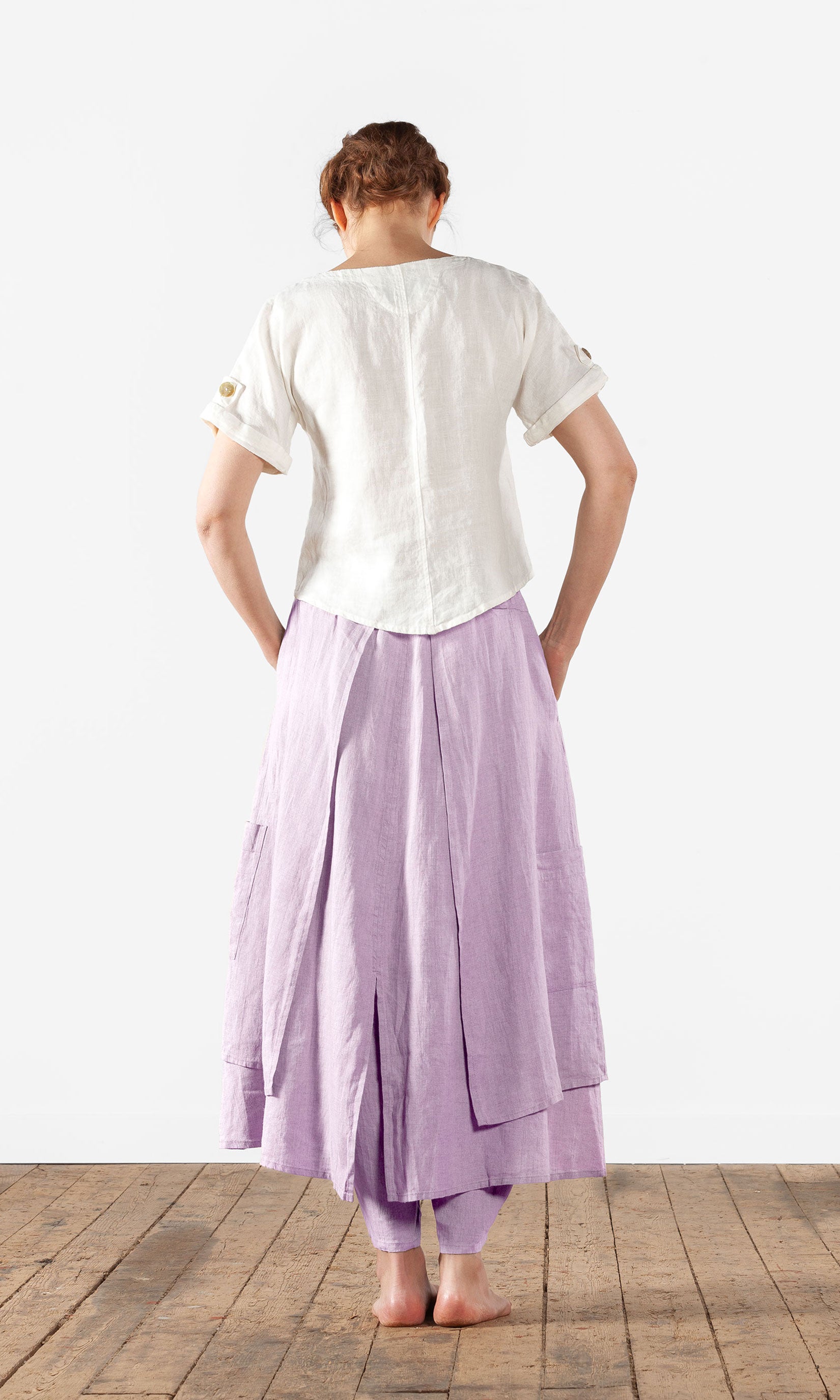 Layered wrap linen trouser skirt