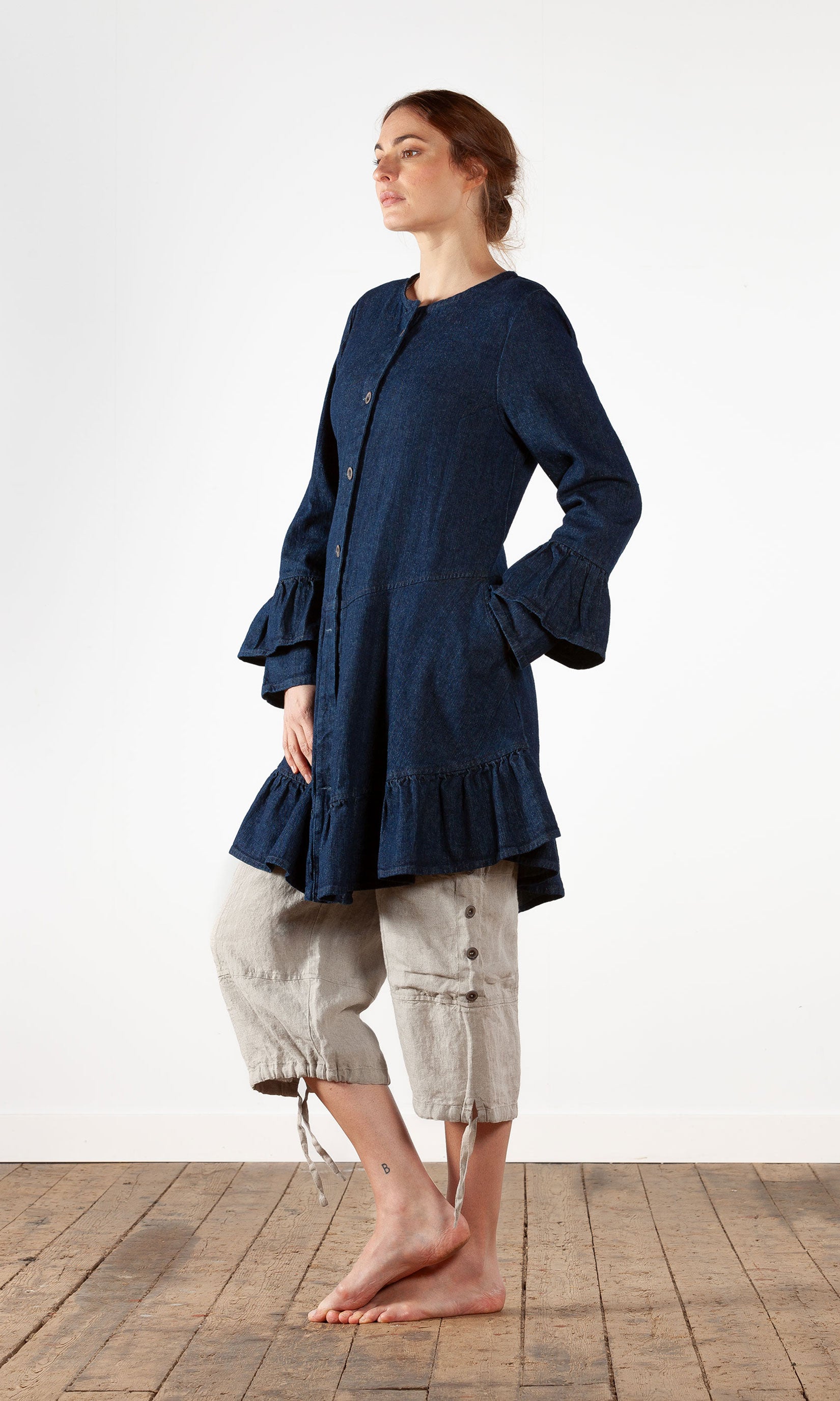 Jeansjacka med volanger