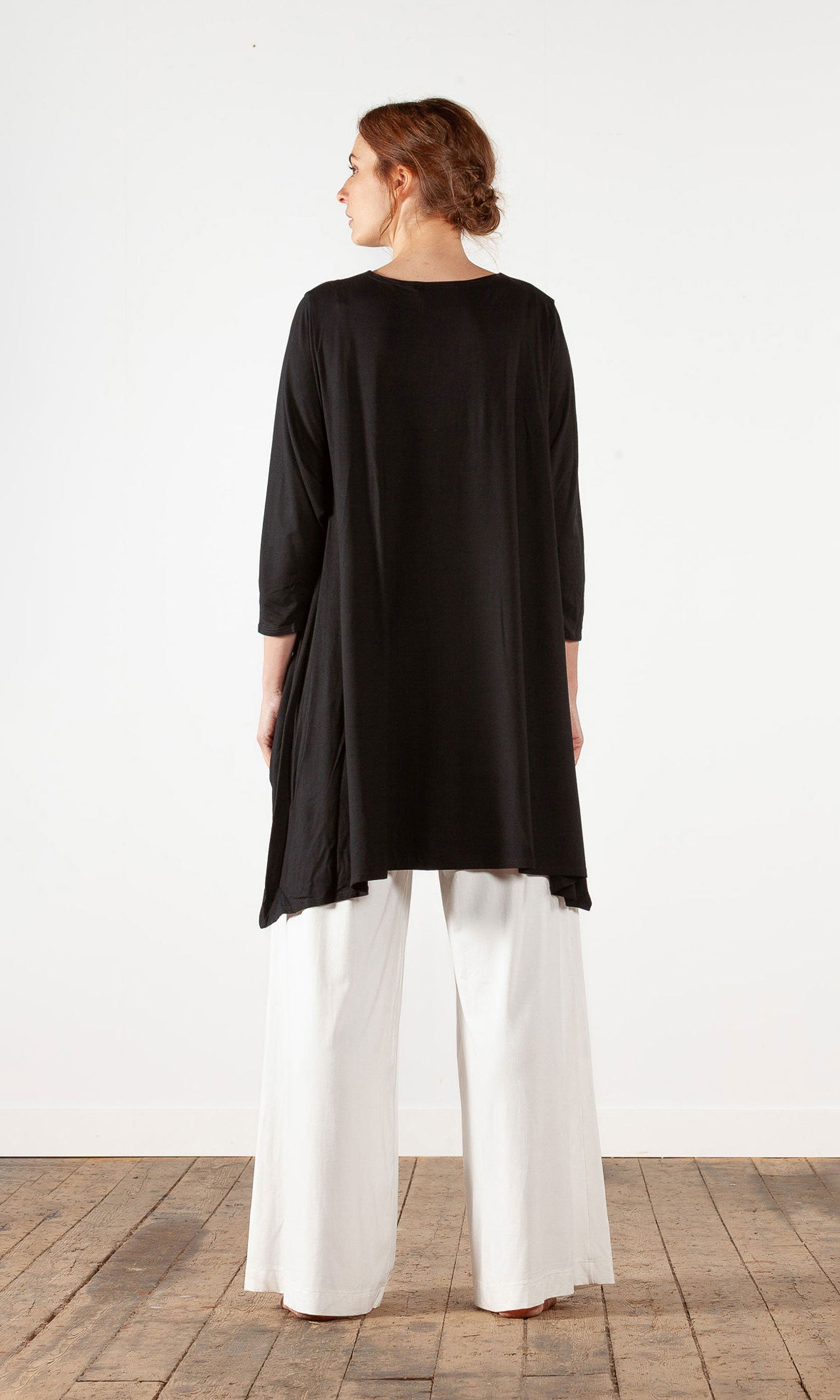 Viskose-Tunika mit 3/4-Arm, weit geschnitten