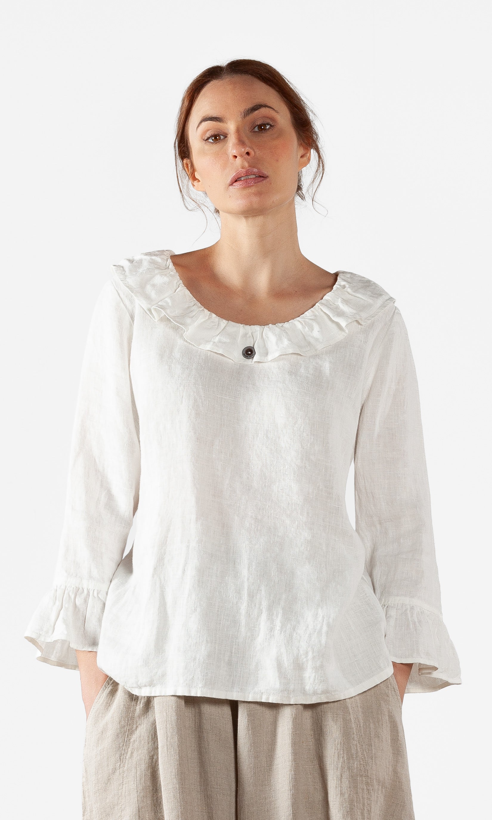 Linneblus med volanger, rak modell