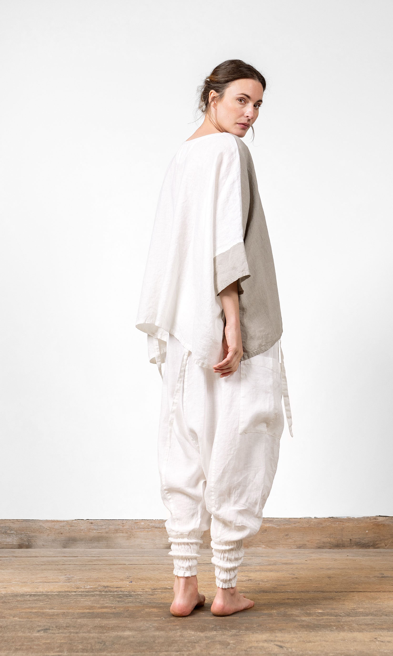 Tvåfärgad oversize linnetopp