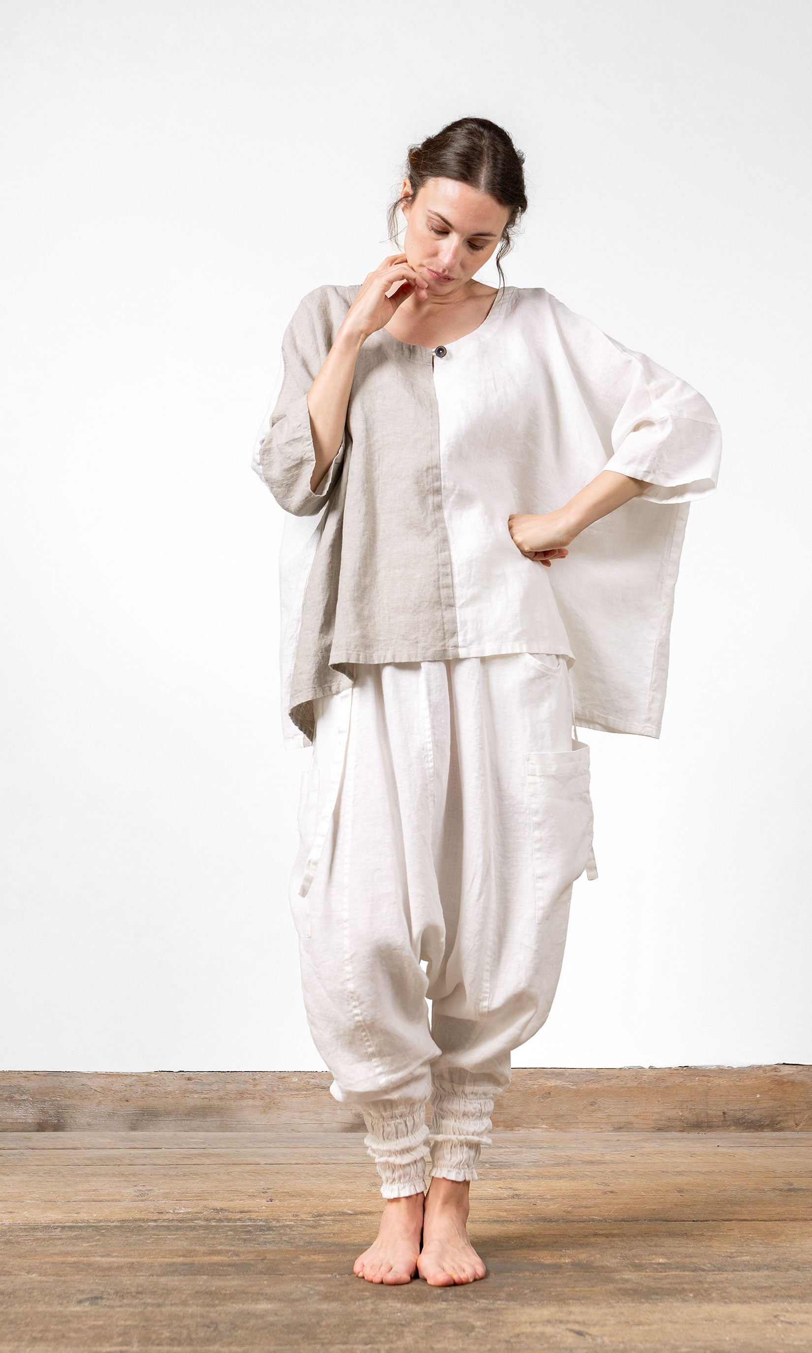 Tvåfärgad oversize linnetopp