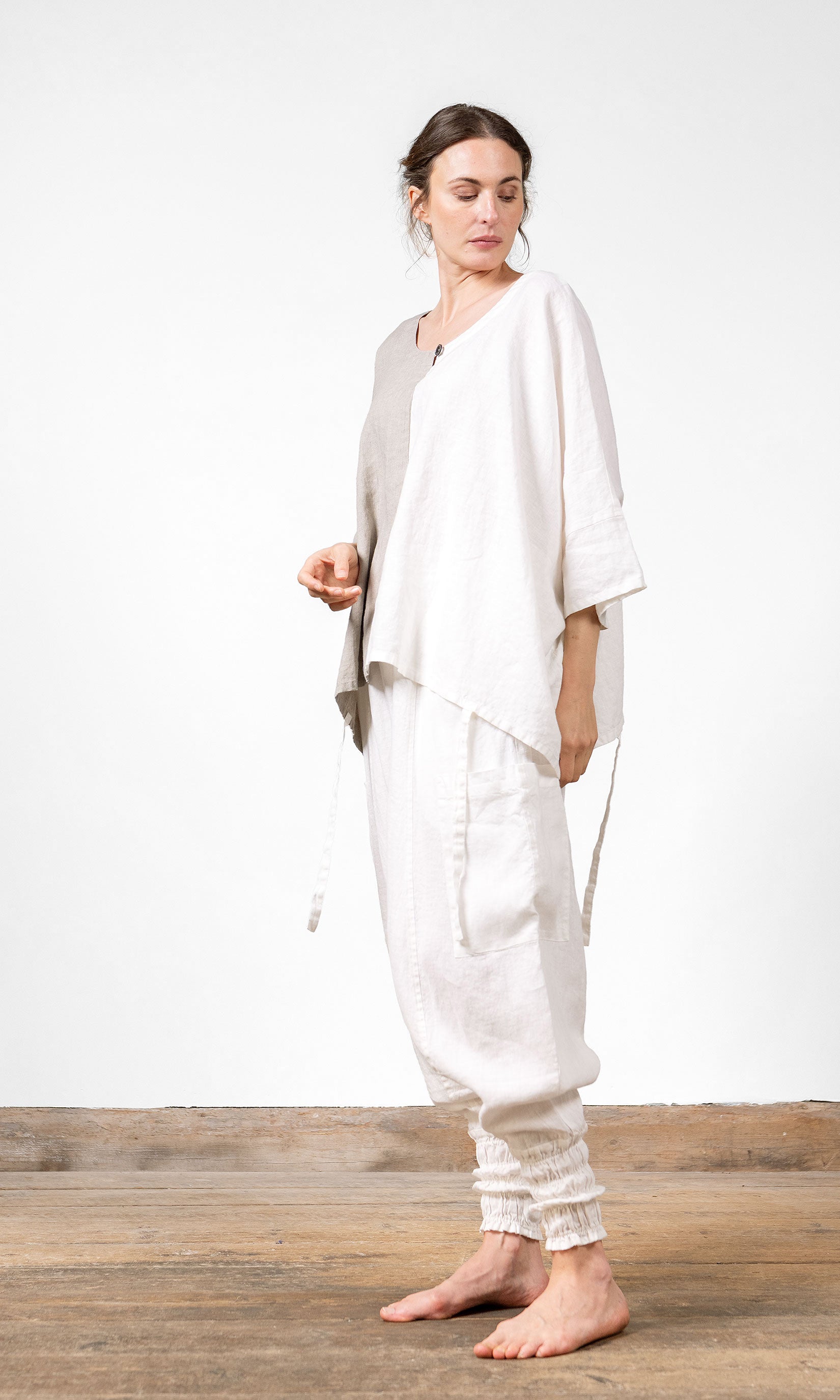 Tvåfärgad oversize linnetopp