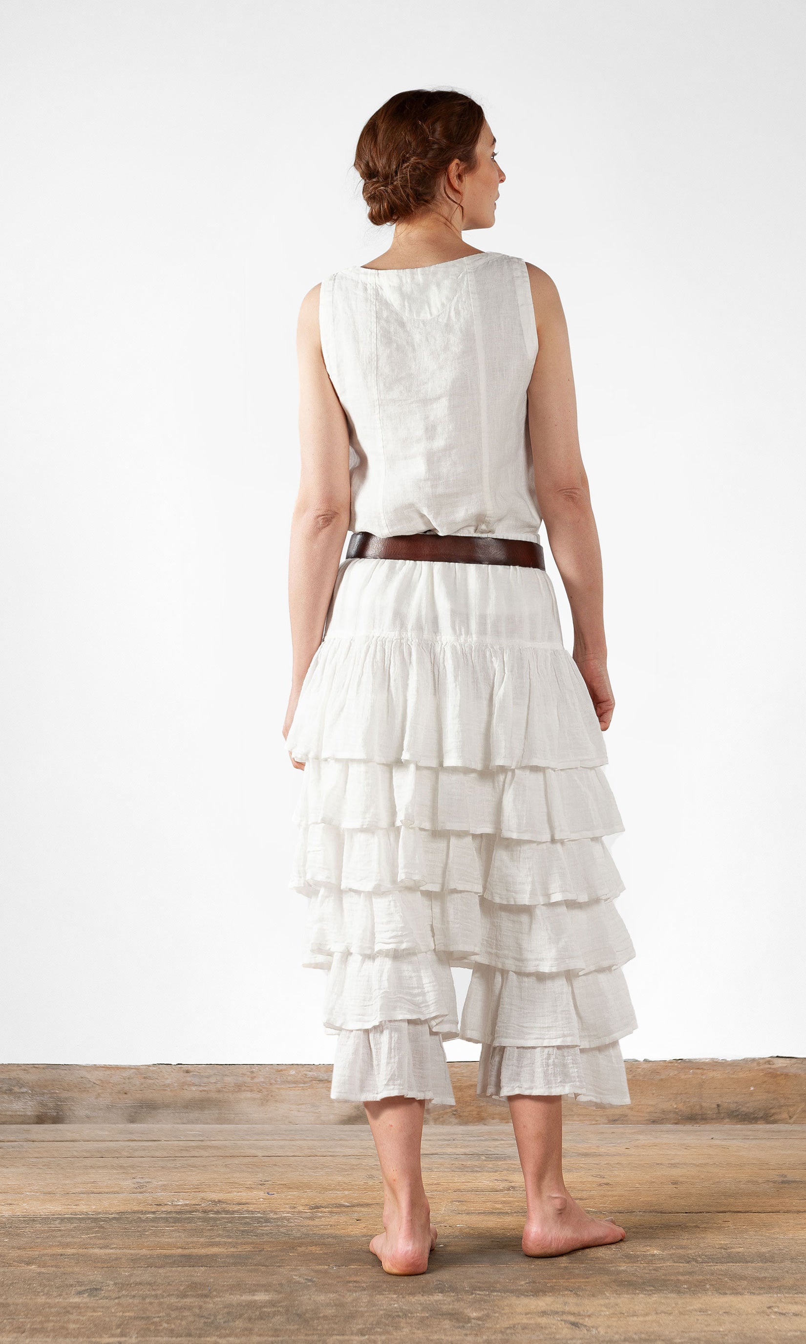 Hosenrock mit Lagen Volant aus Leinen