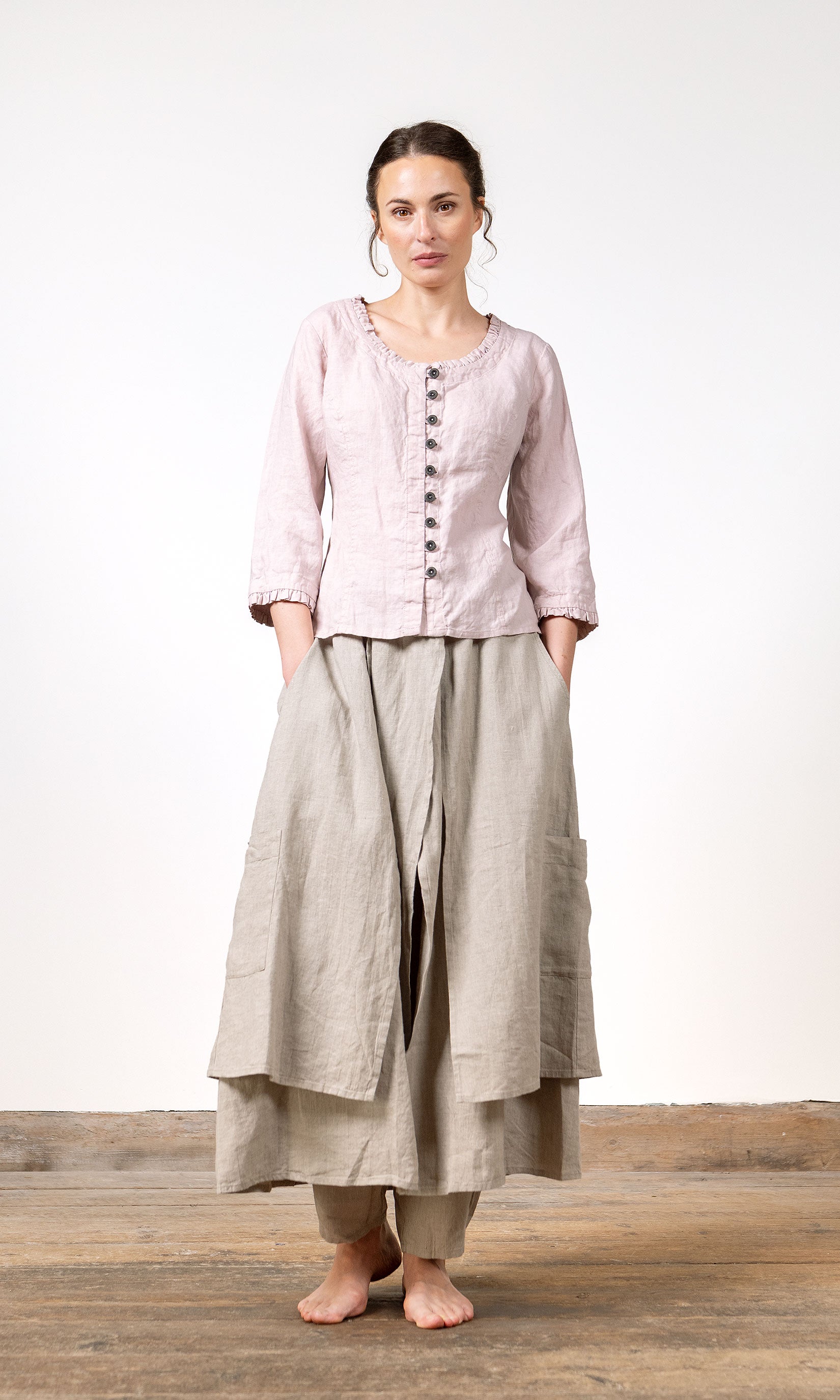 Hosenrock mit überlappenden Lagen aus Leinen
