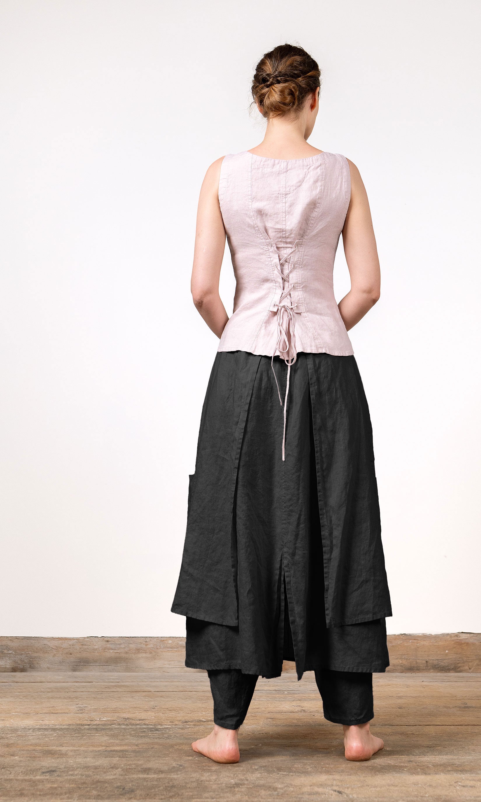 Hosenrock mit überlappenden Lagen aus Leinen