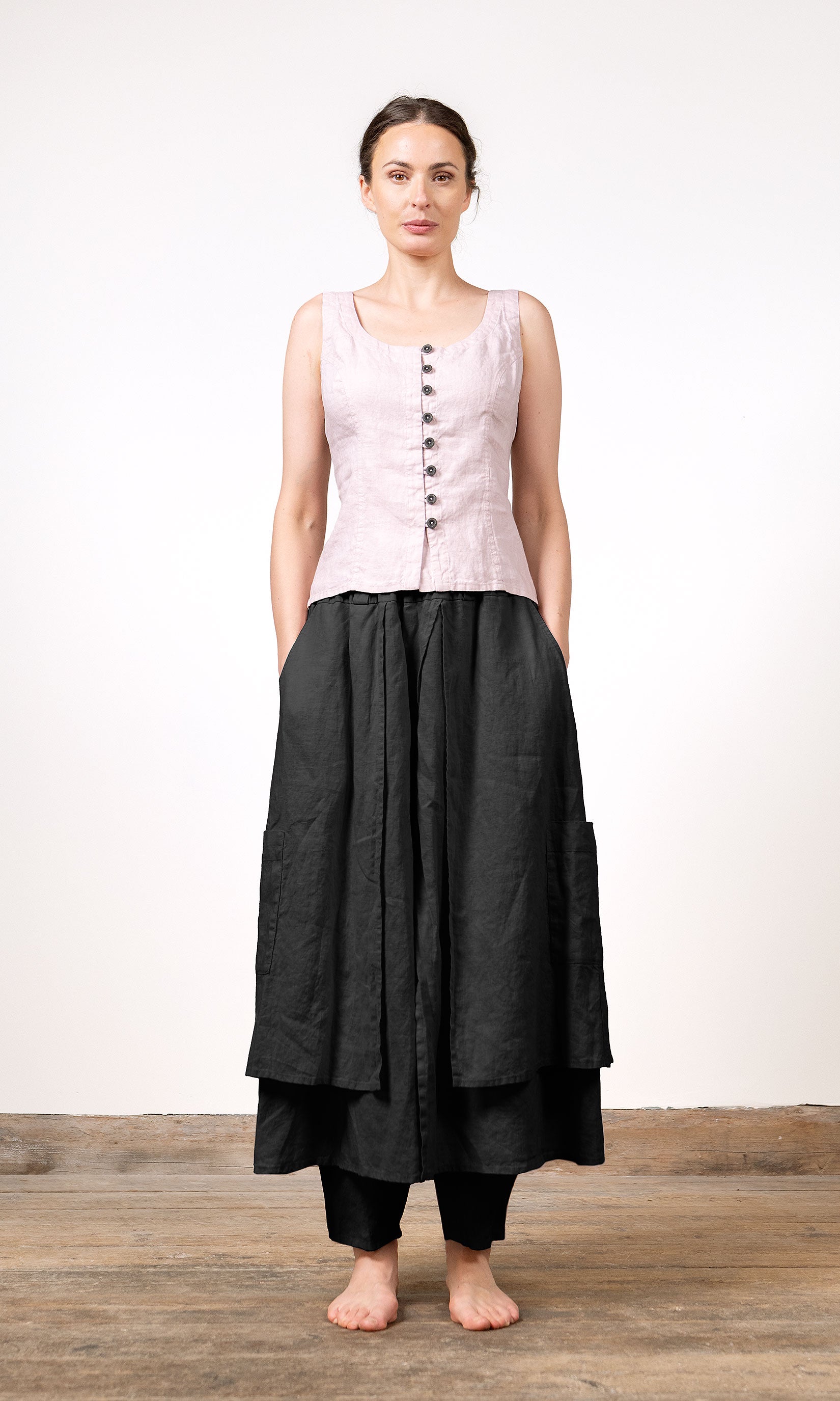Hosenrock mit überlappenden Lagen aus Leinen