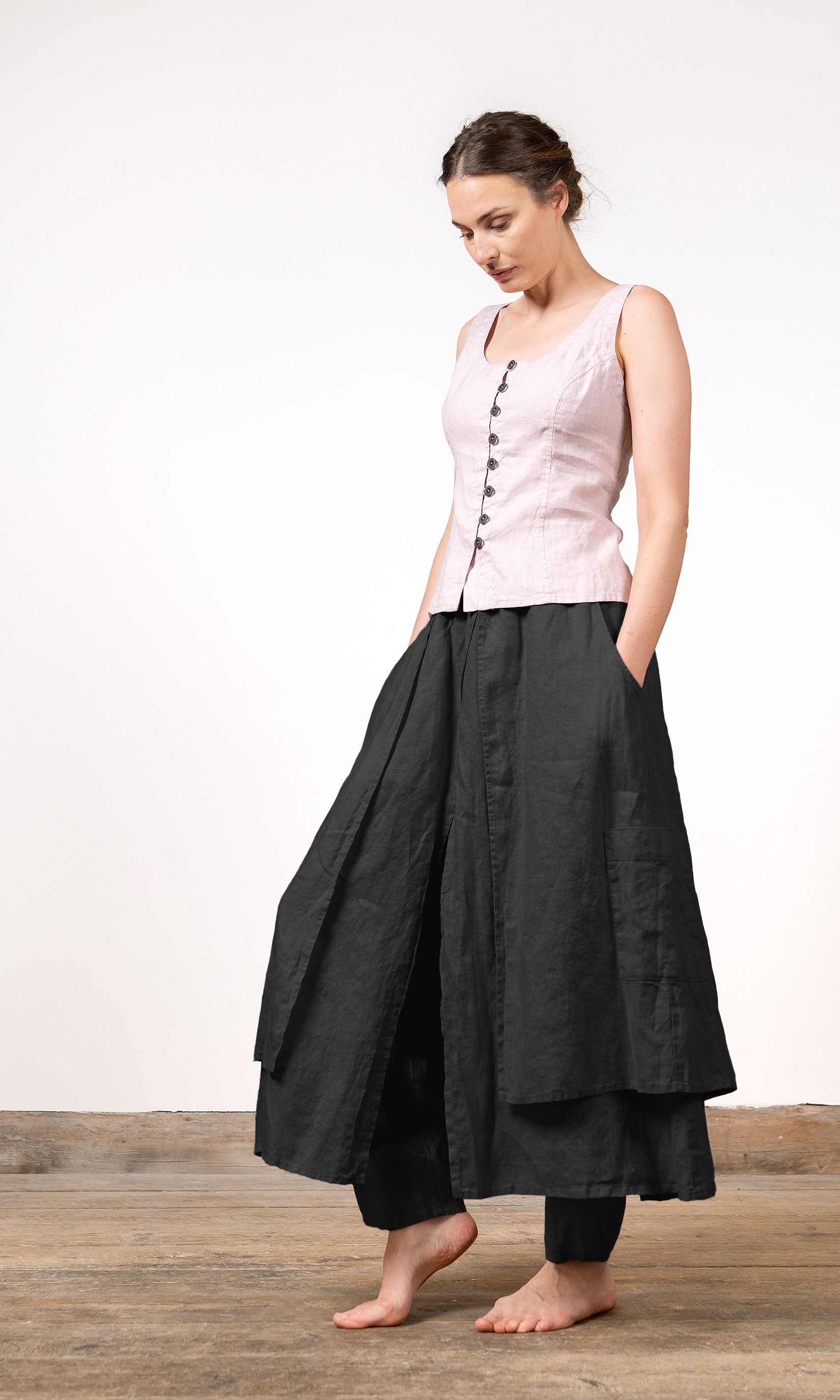 Hosenrock mit überlappenden Lagen aus Leinen