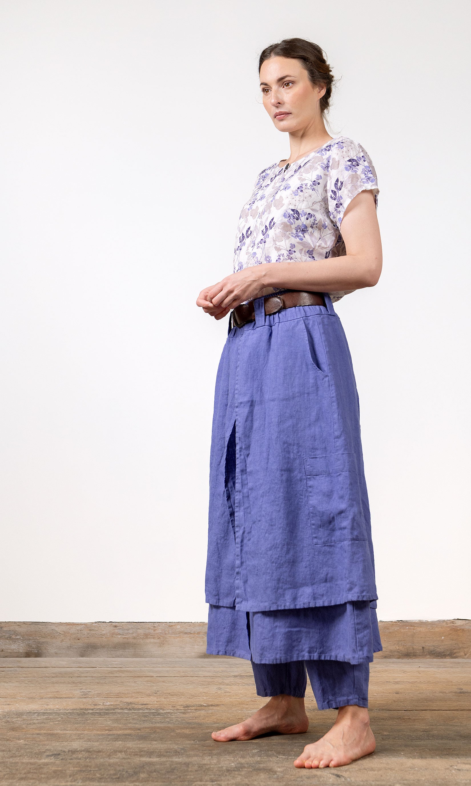 Byxkjol med lager omlott i linne