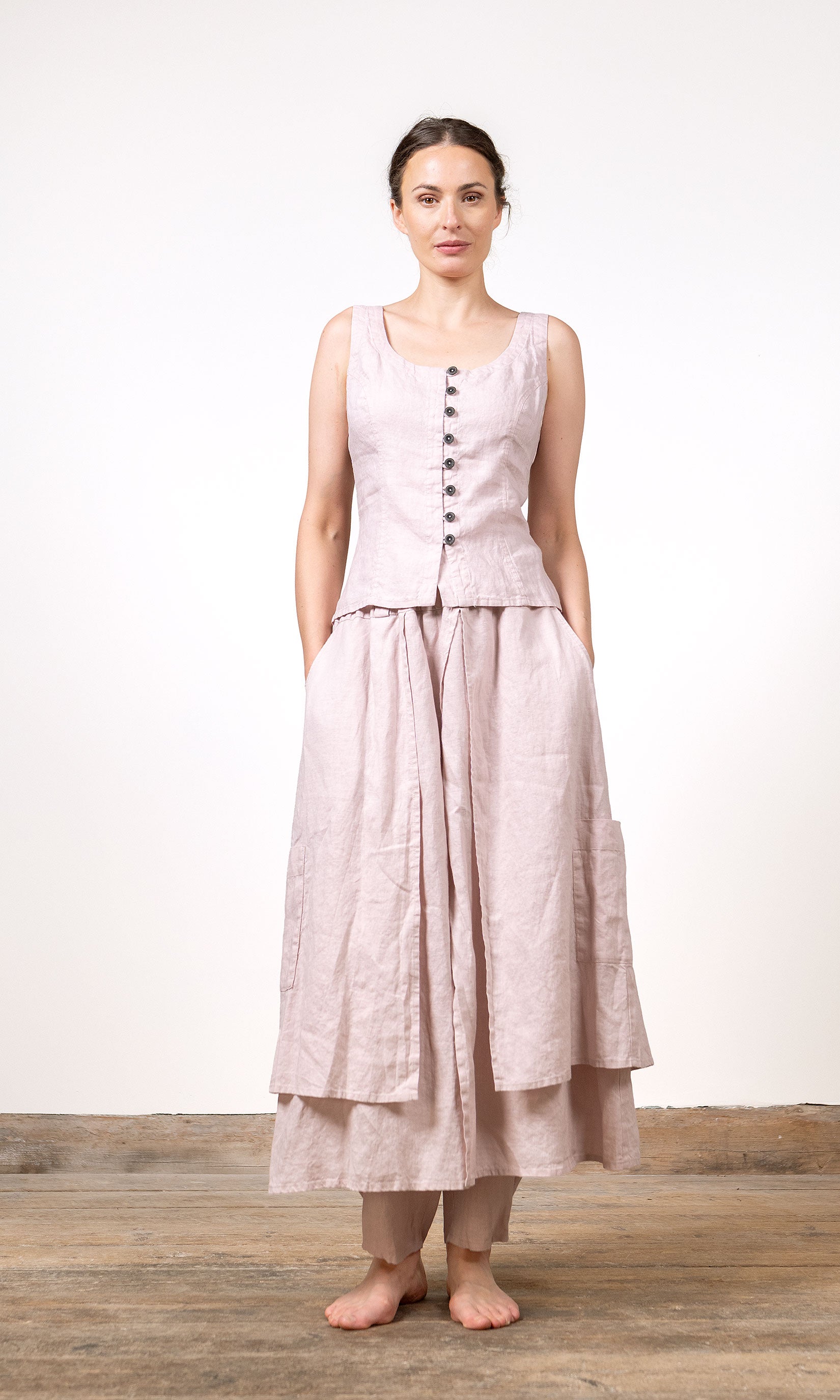 Byxkjol med lager omlott i linne