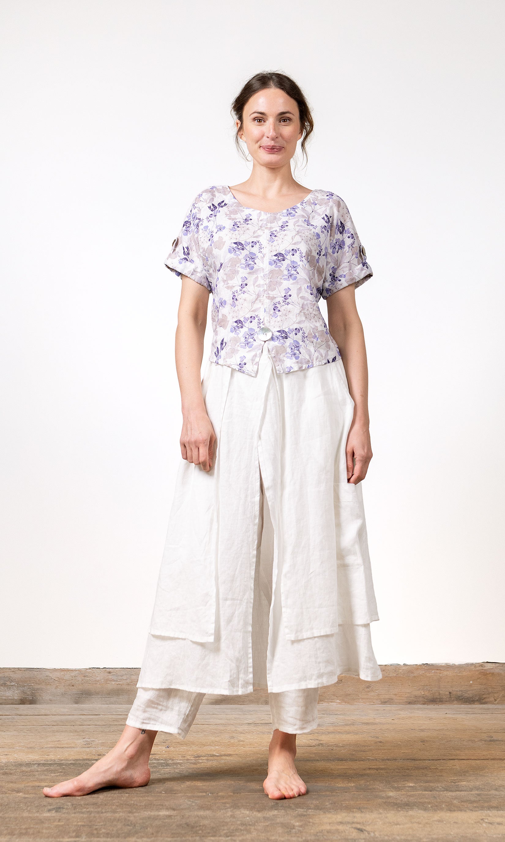 Hosenrock mit überlappenden Lagen aus Leinen