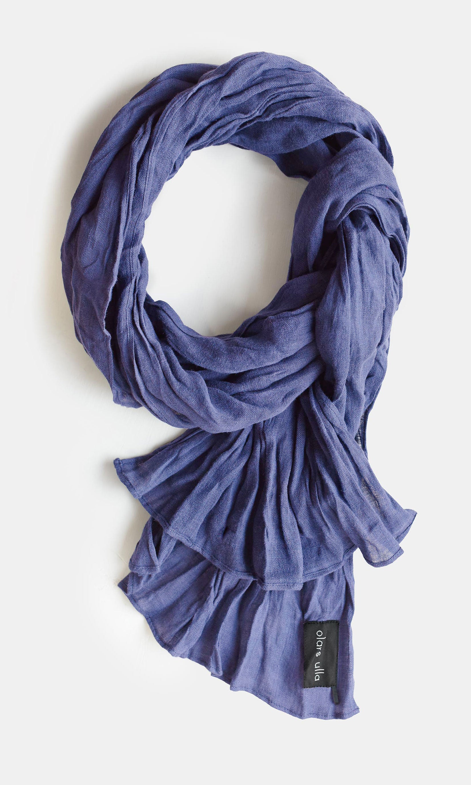 Blå linnescarf, rektangulär - från Olars Ulla
