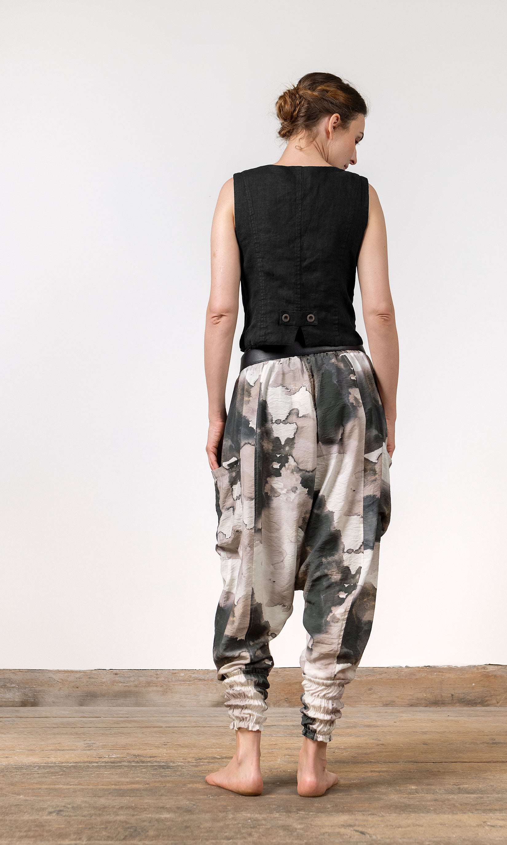Harem trousers in patterned viscose blend