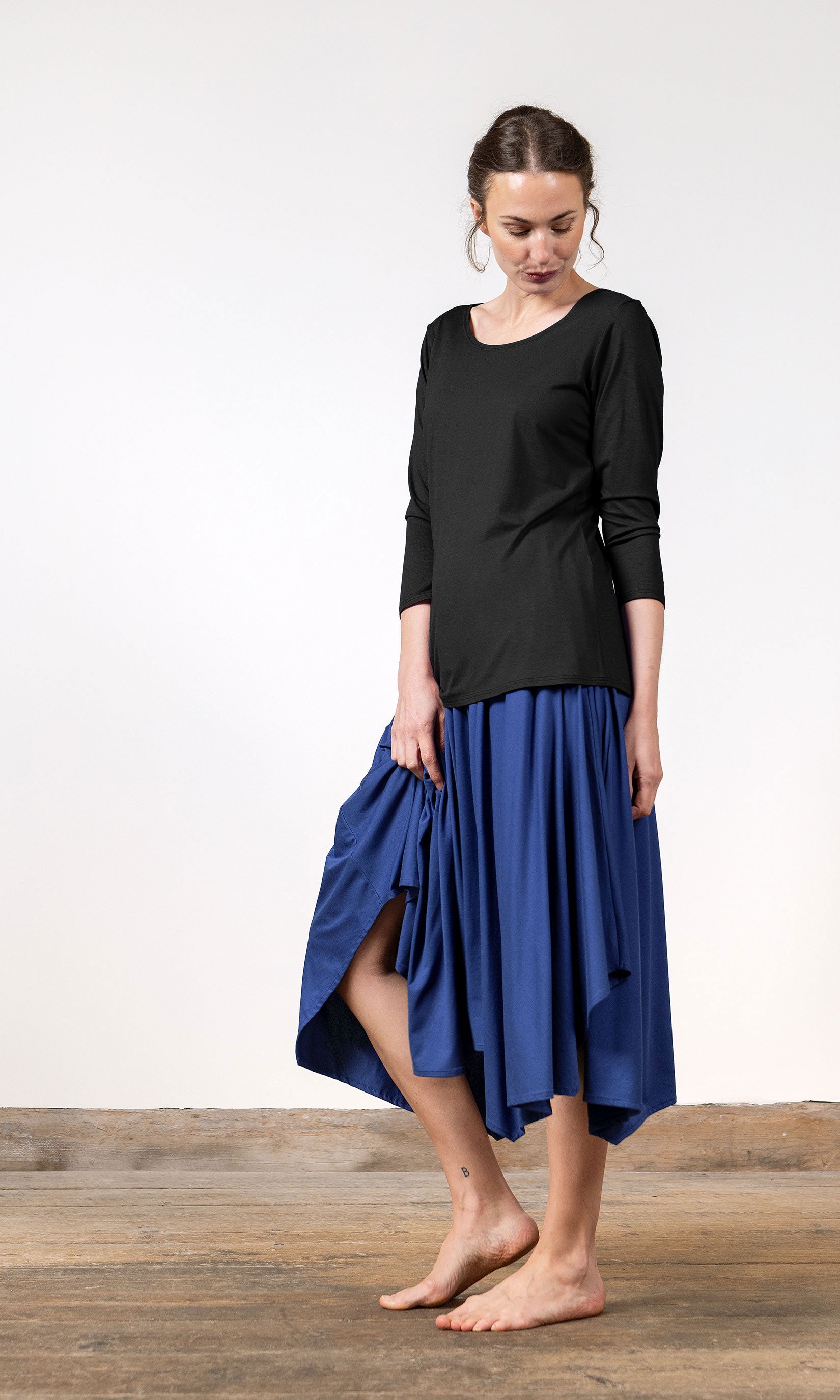 T-shirt med 3/4-ärm i viskos