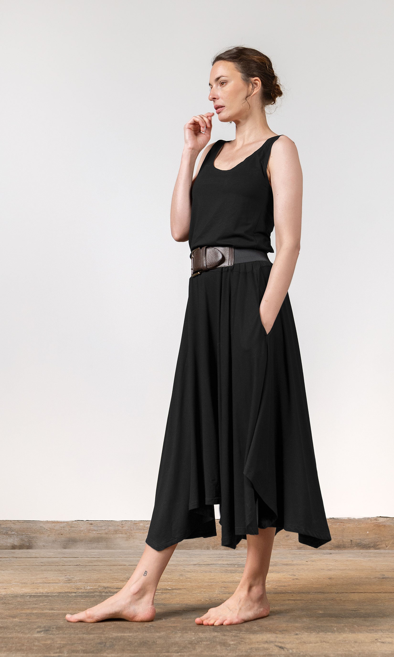 Wide skirt in viscose jersey