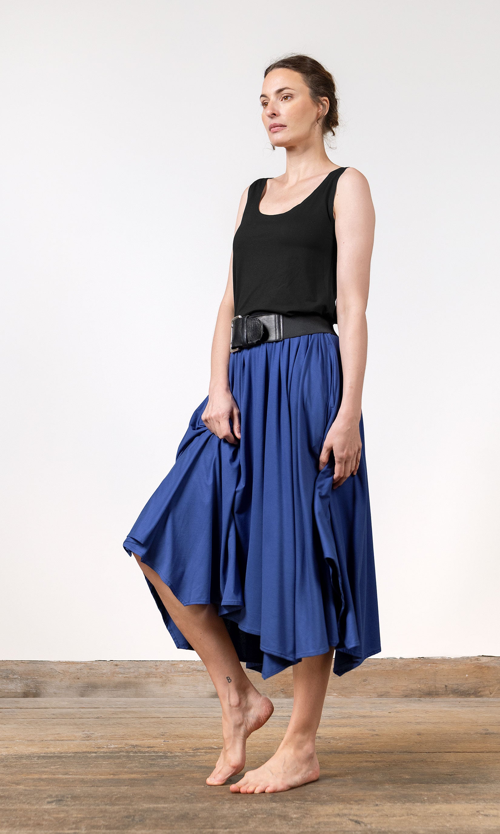 Wide skirt in viscose jersey