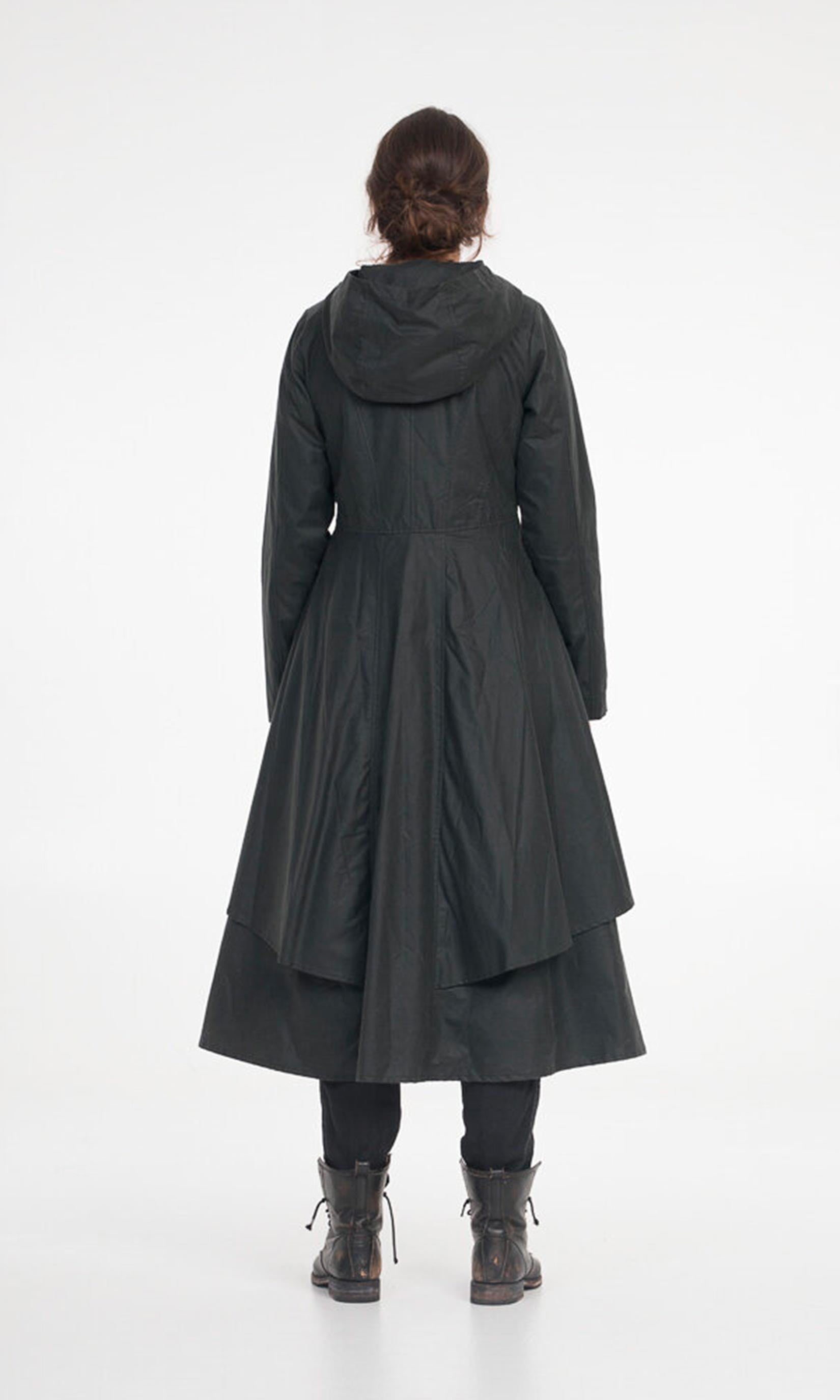 Kappa i ecovaxad bomull med foder och kapuschong