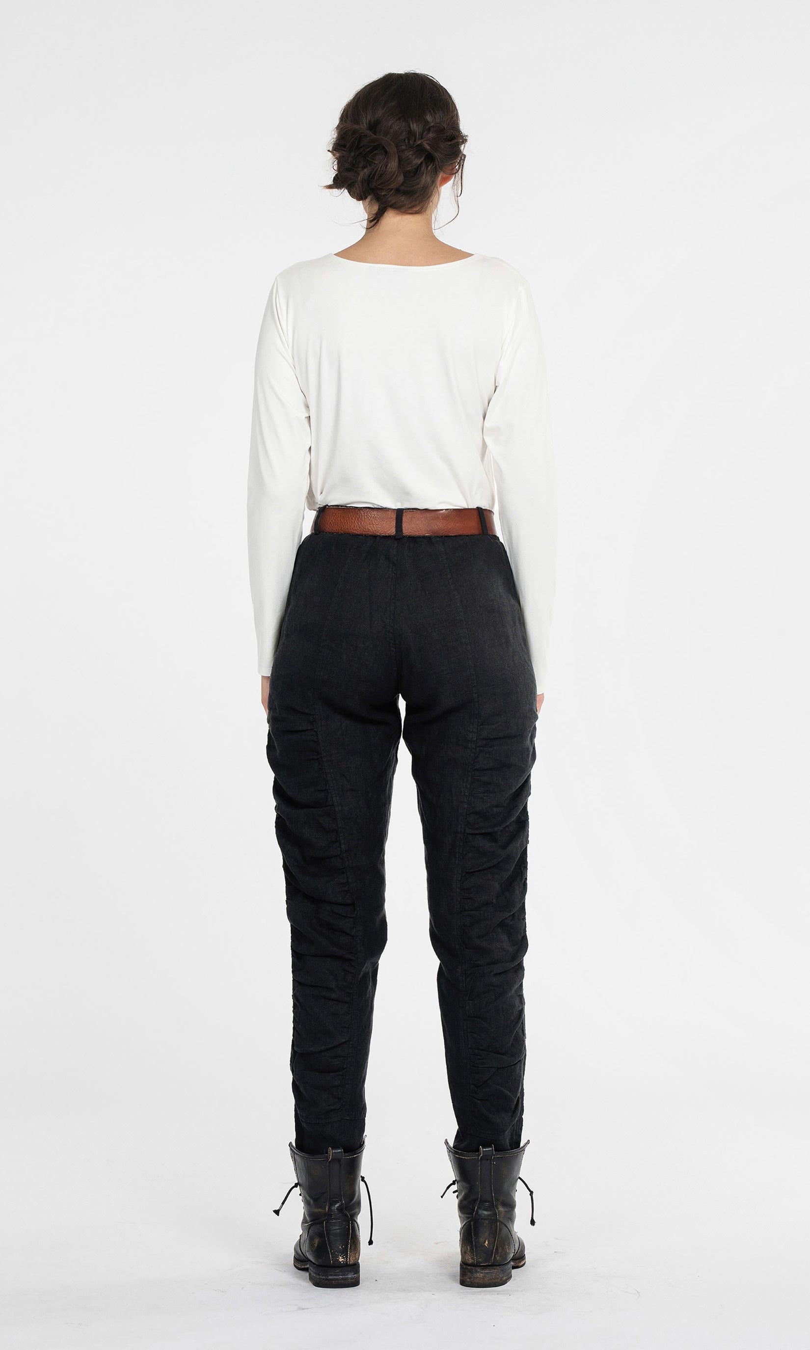 Bundfaltenhose aus Leinen mit Reißverschlüssen