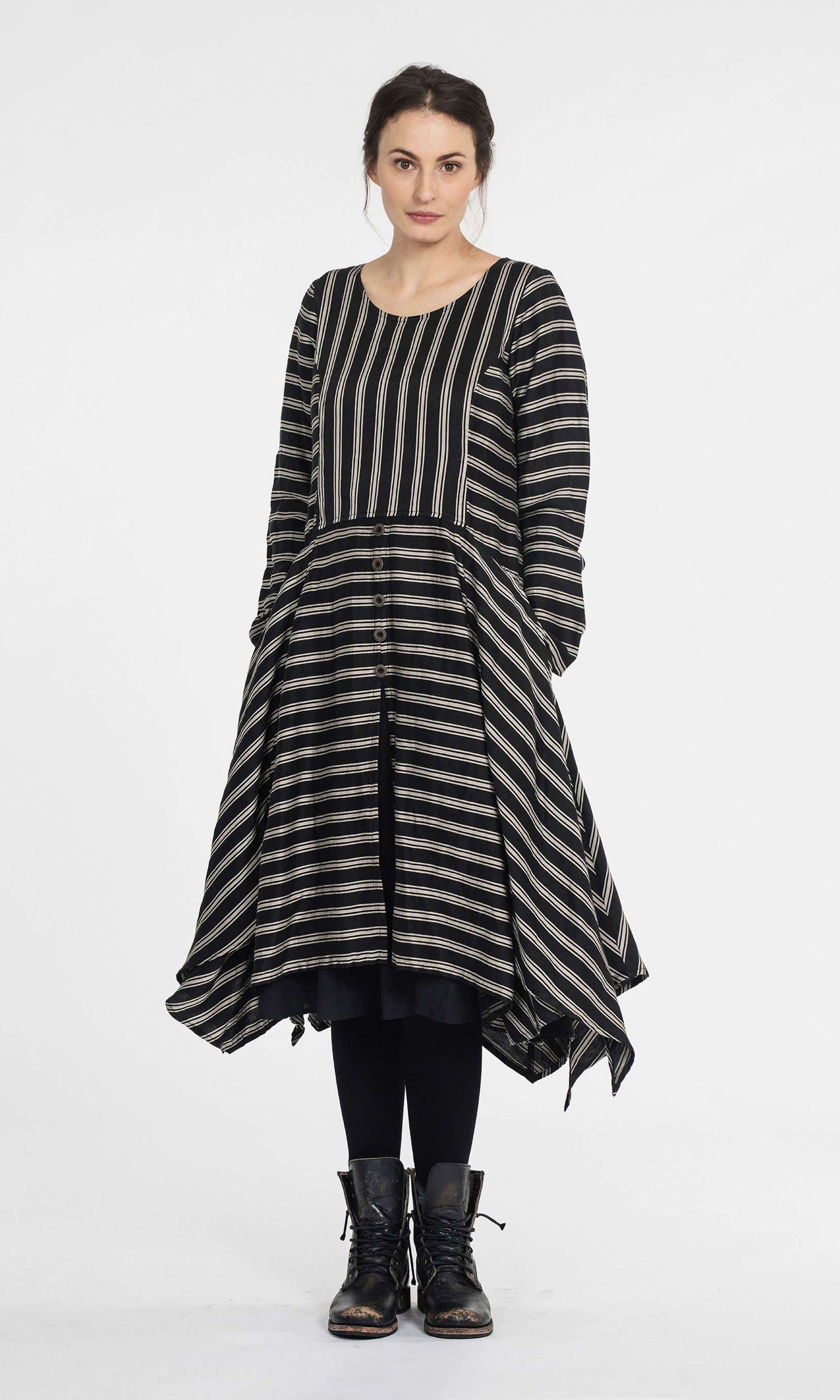 Striped linen mix dress