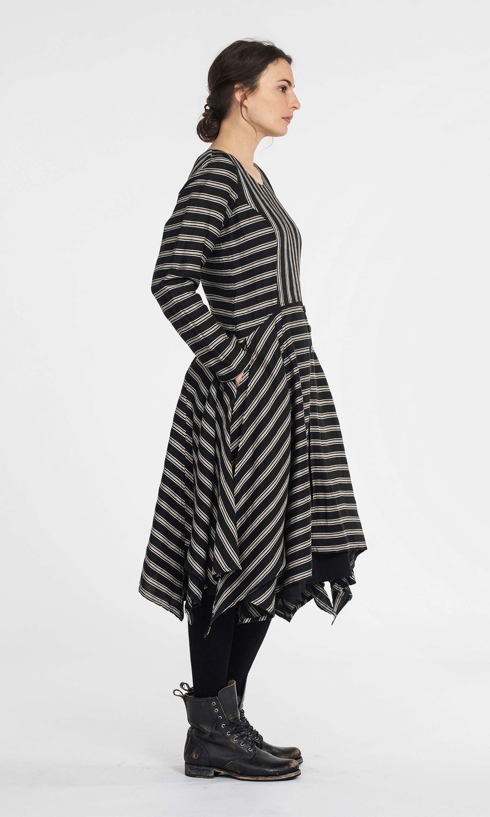 Striped linen mix dress