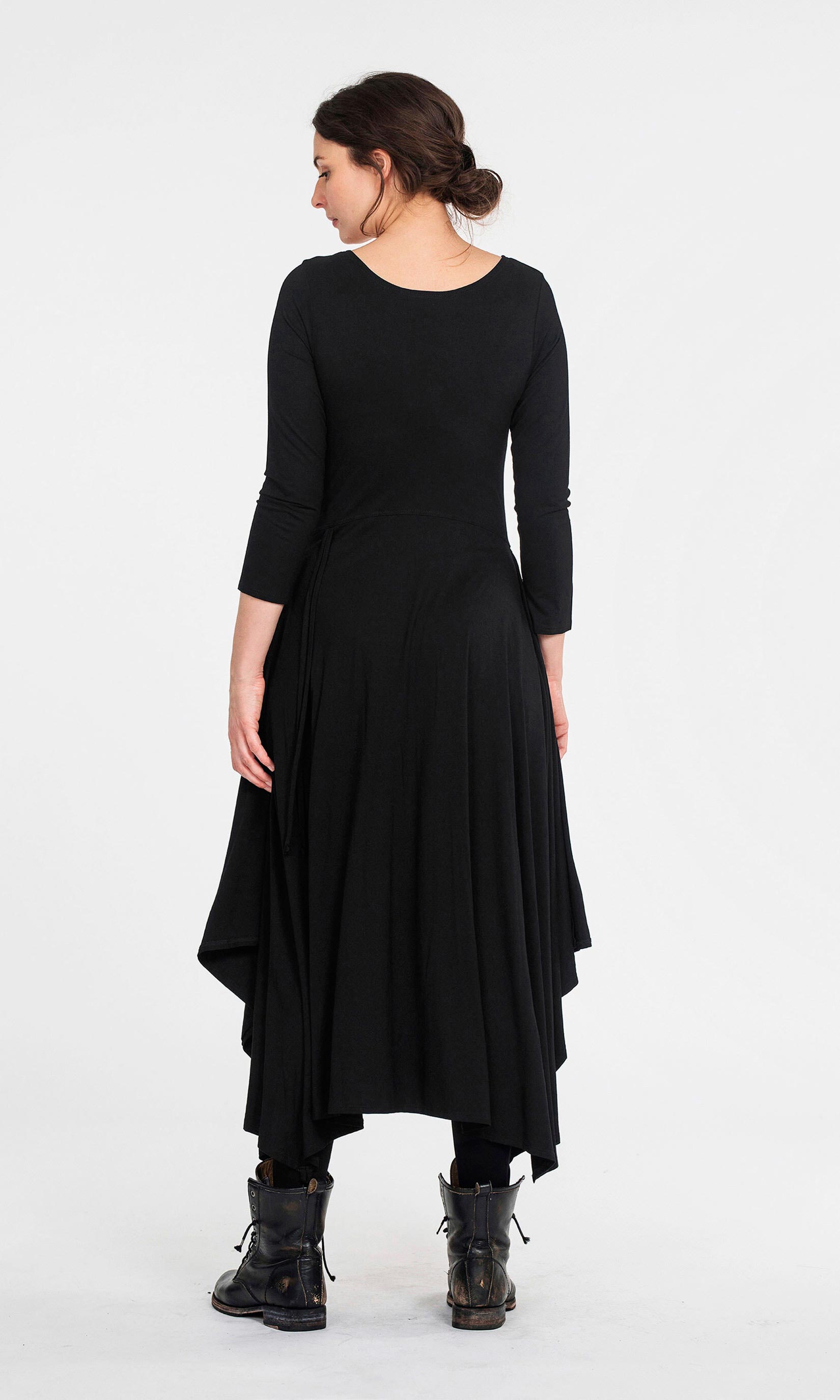 Long viscose dress with wide skirt
