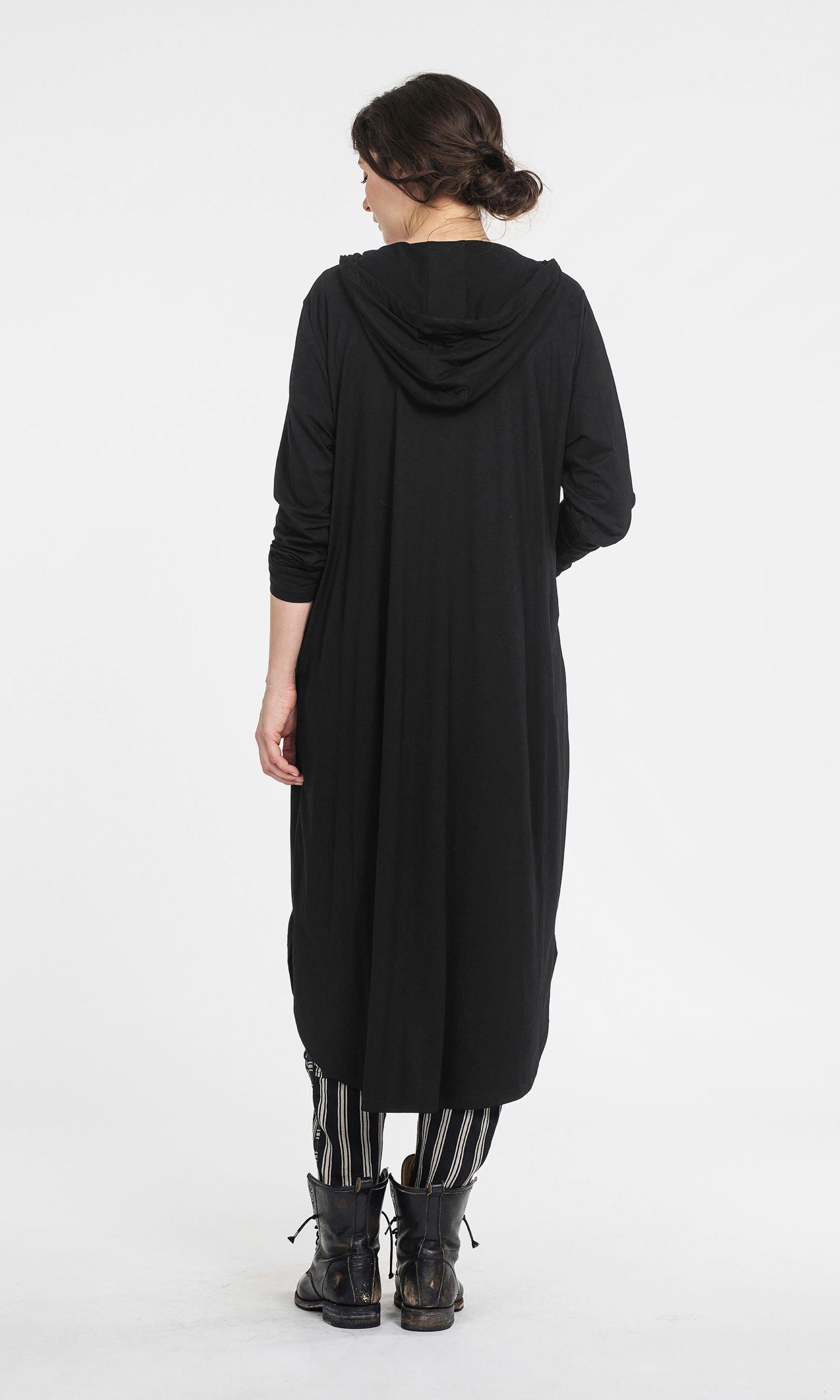 Viscose coat with hood and pockets