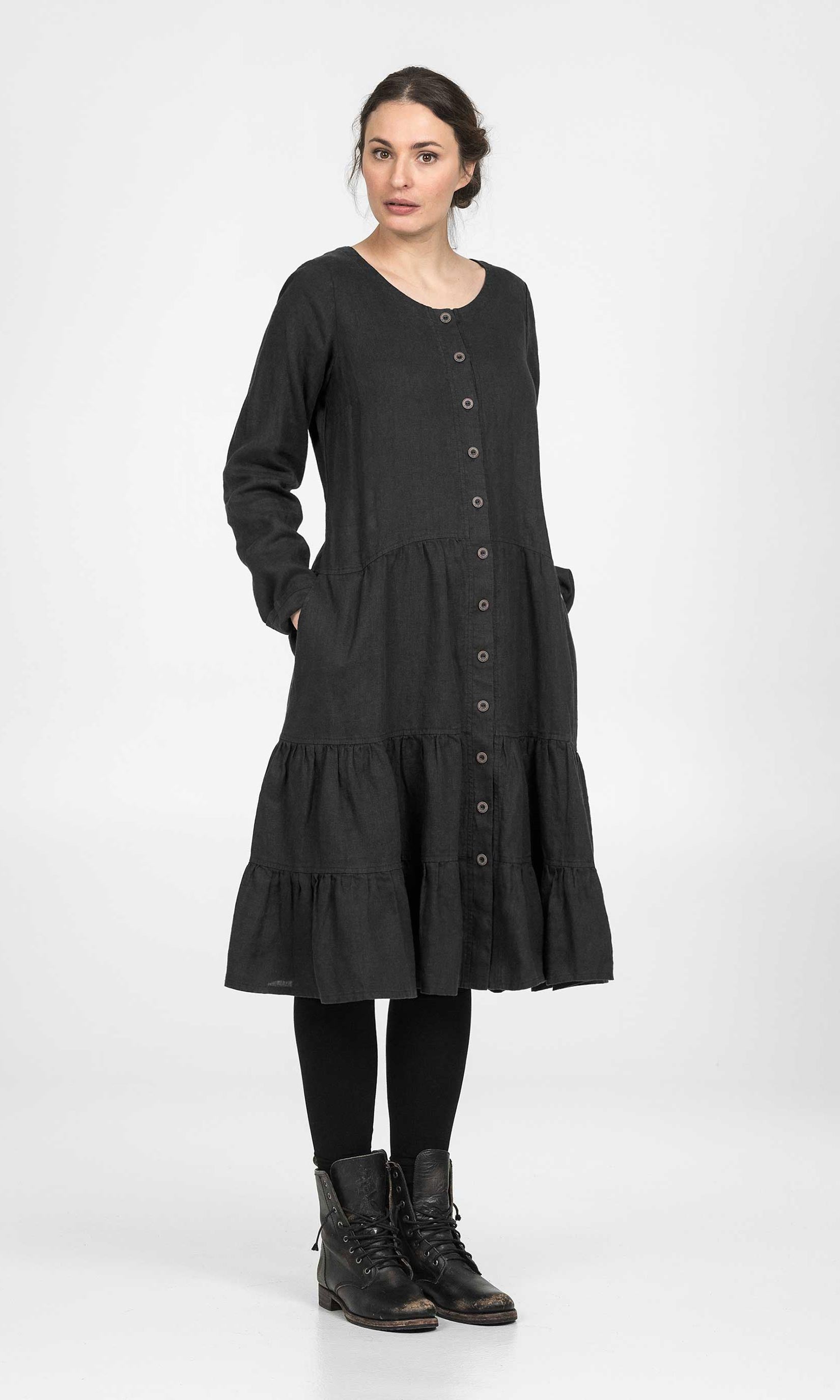 Leinenmantelkleid mit Taschen