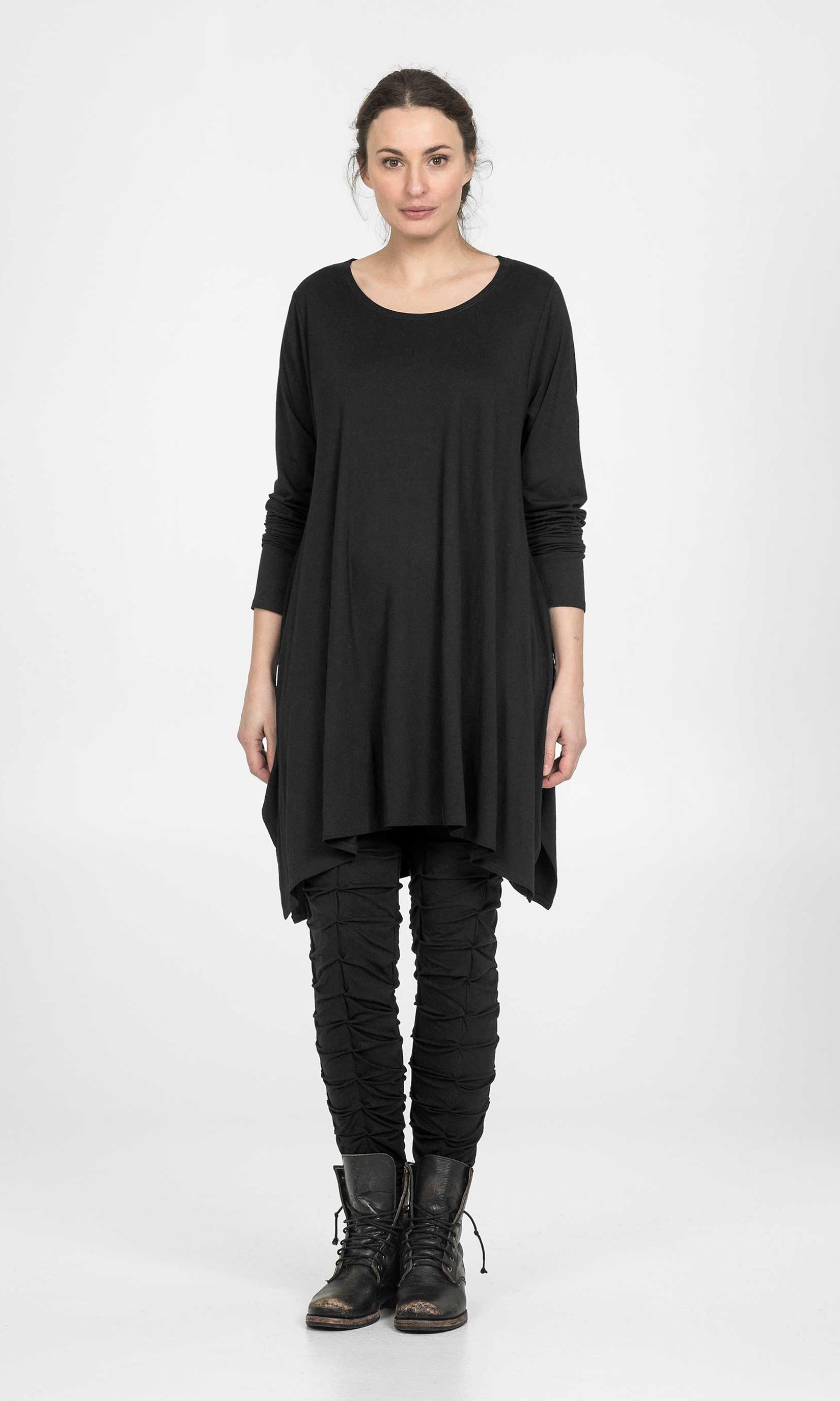 Oversize viscose tunic with long sleeves