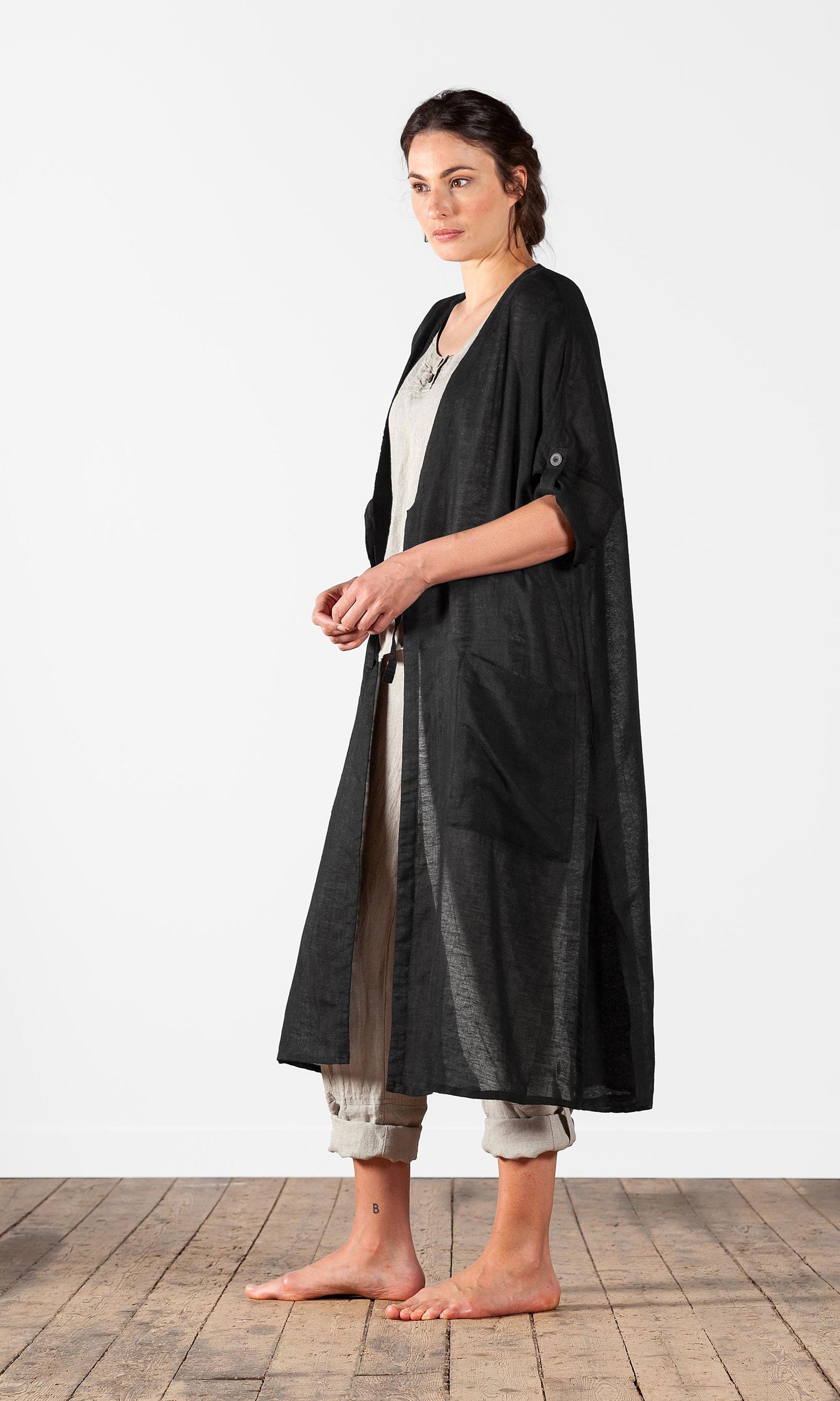 Oversize linnerock med knytning