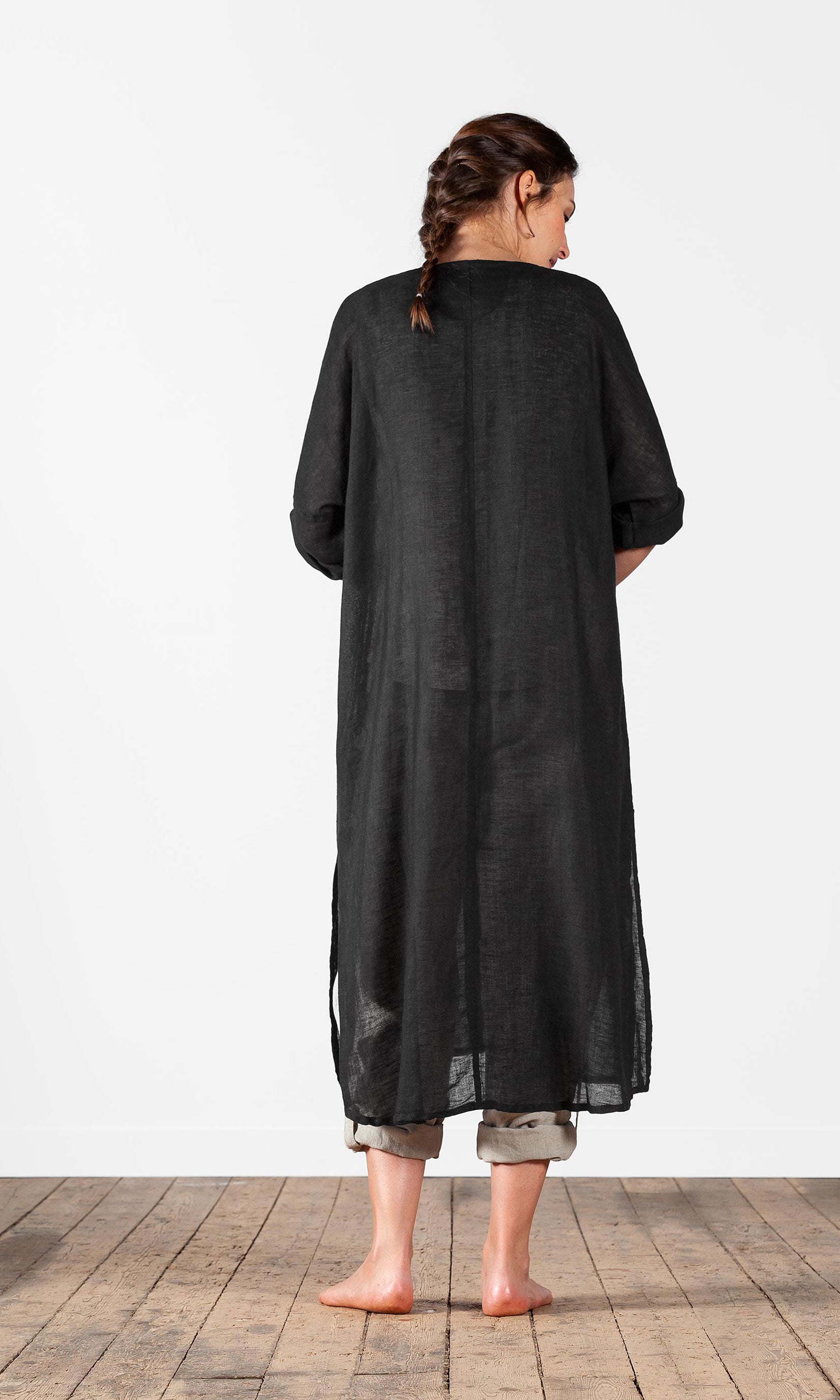Oversize linnerock med knytning