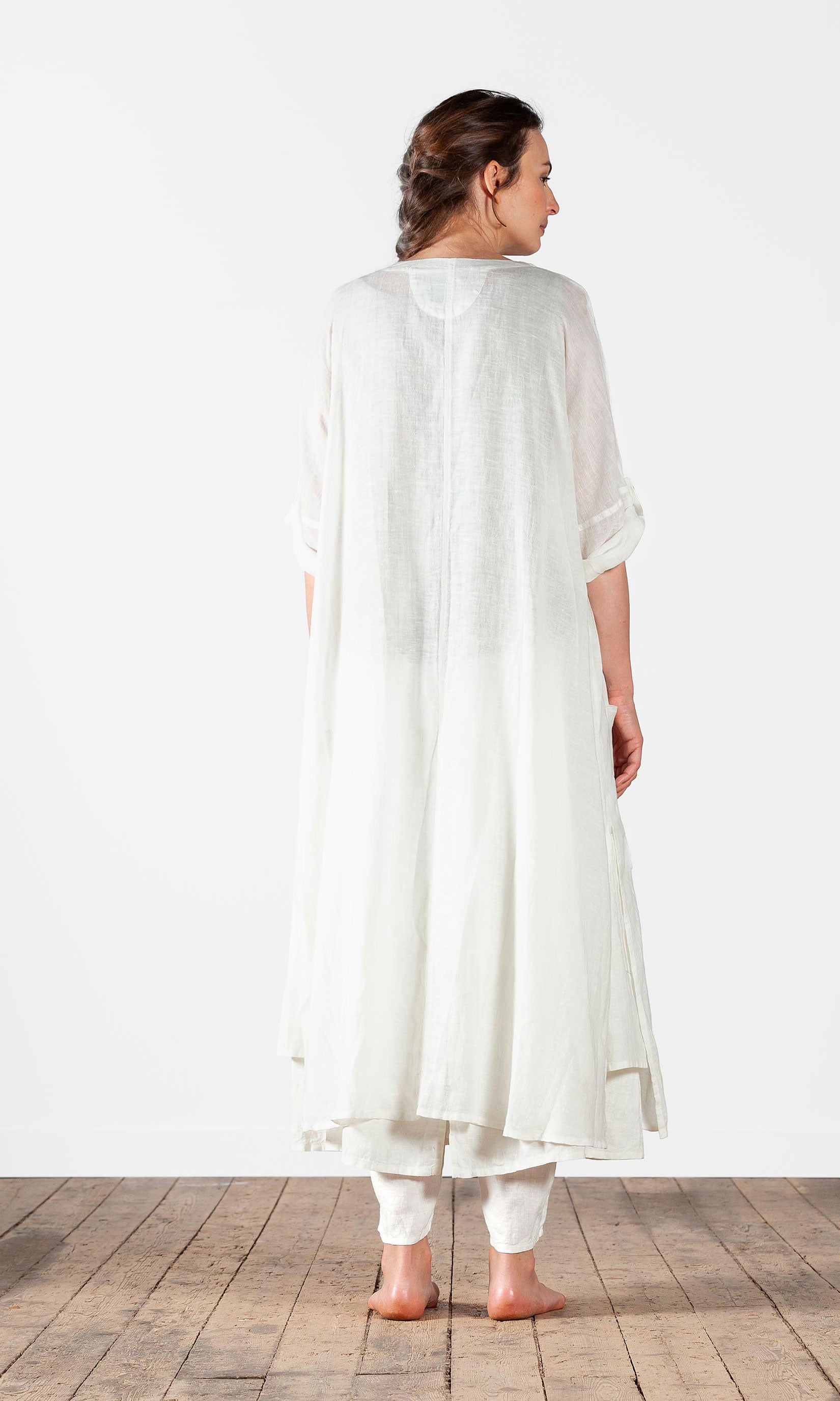Oversize-Leinenmantel mit Krawatten
