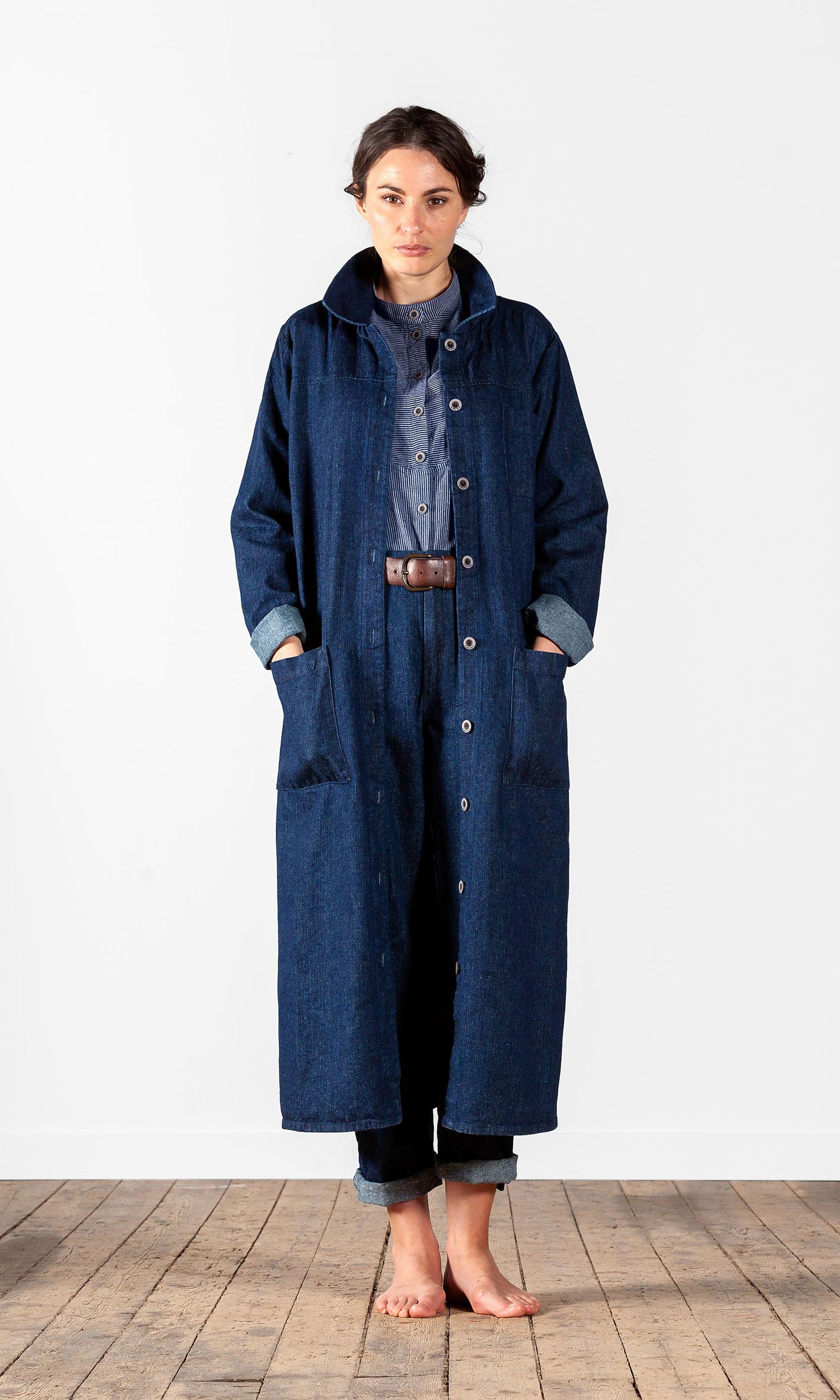 Klassisk rak jeansrock med fickor