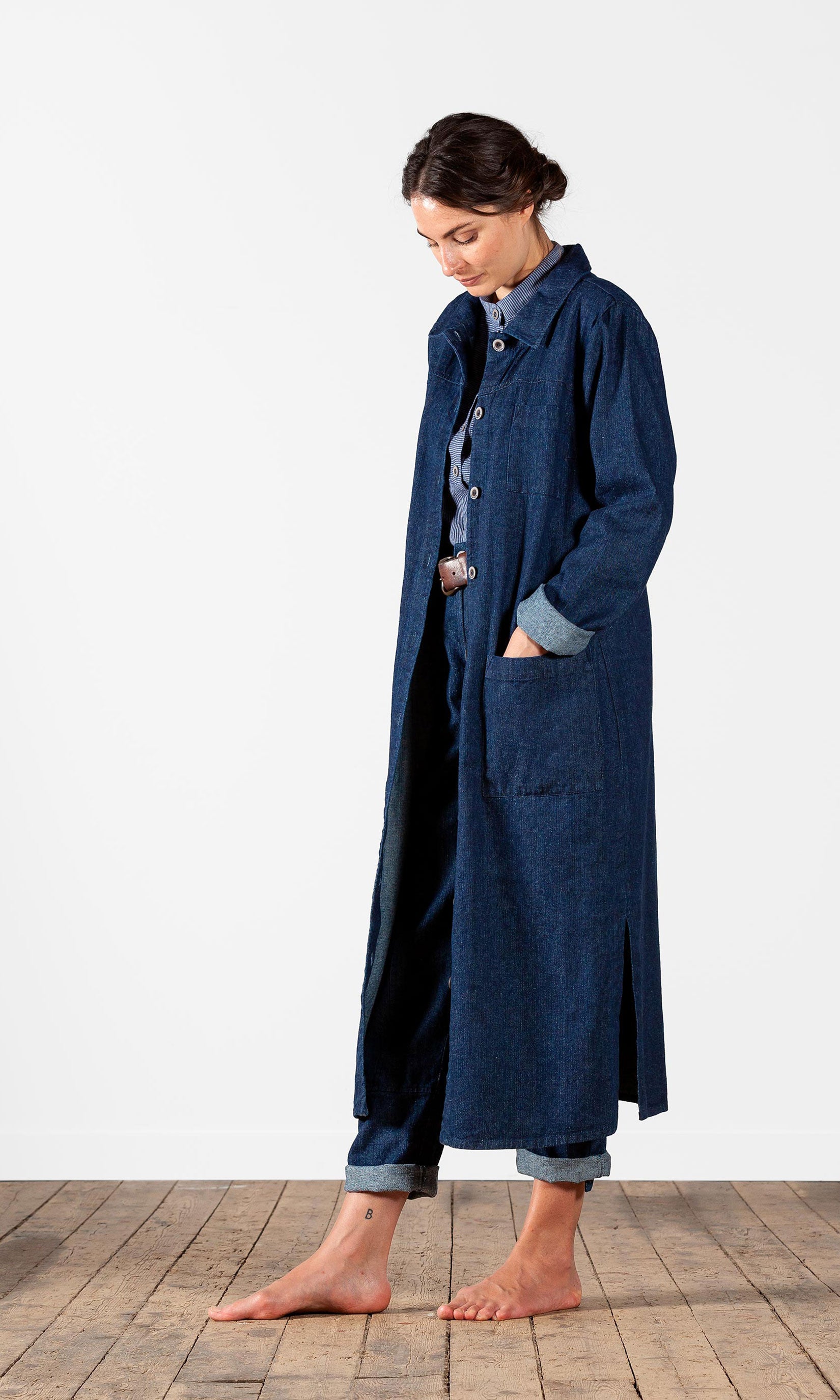 Klassisk rak jeansrock med fickor