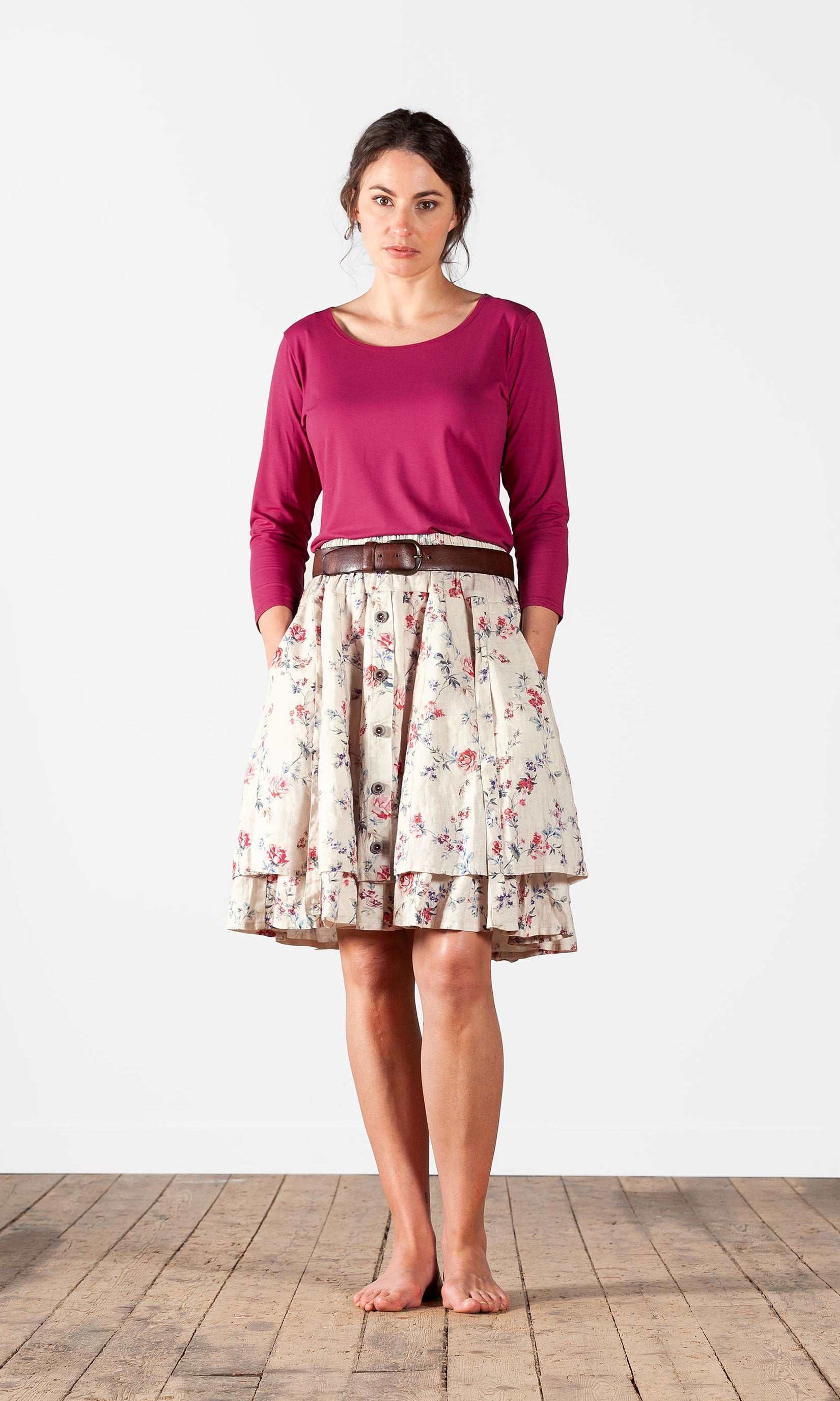 T-shirt with 3/4 sleeves in viscose