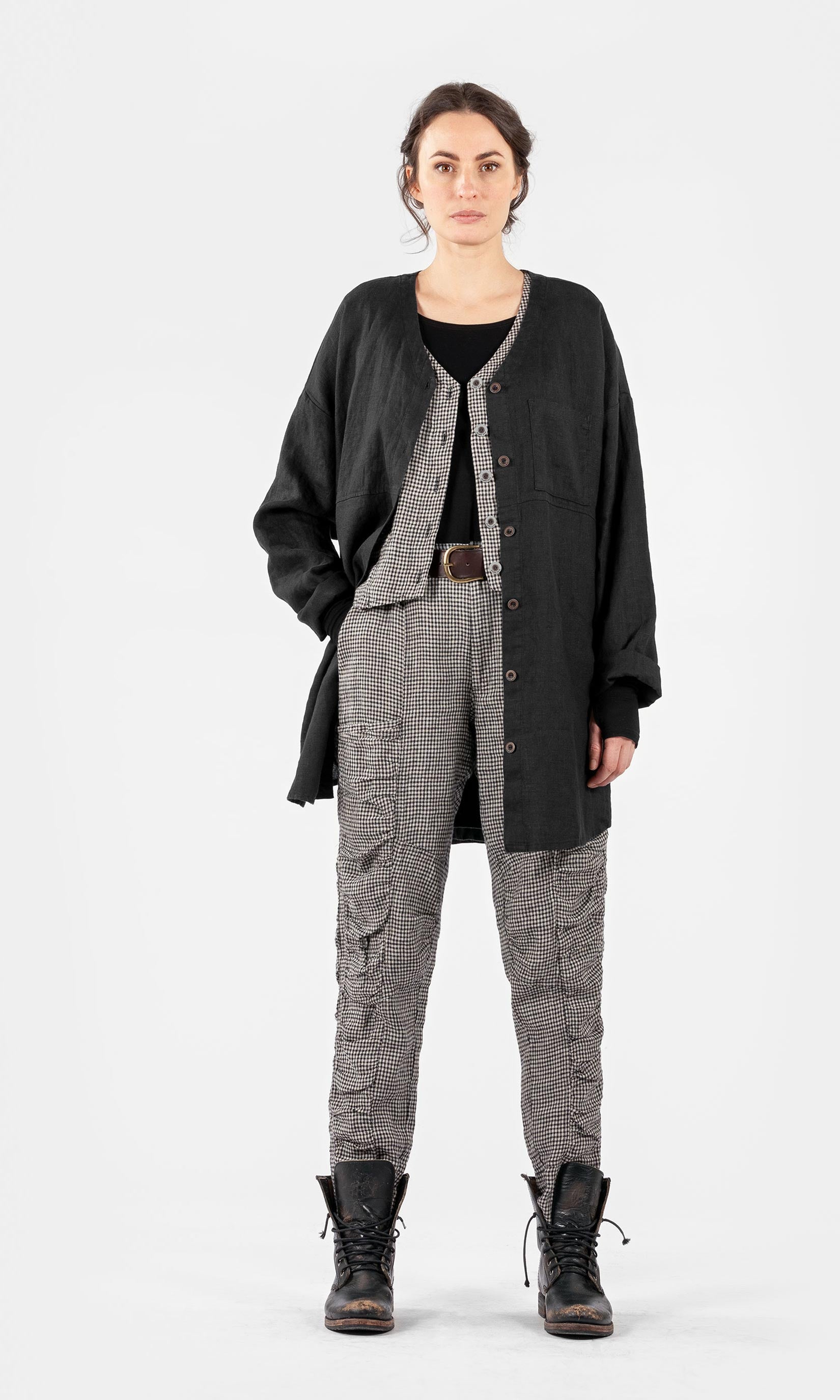 Oversize-Leinenhemd mit Taschen